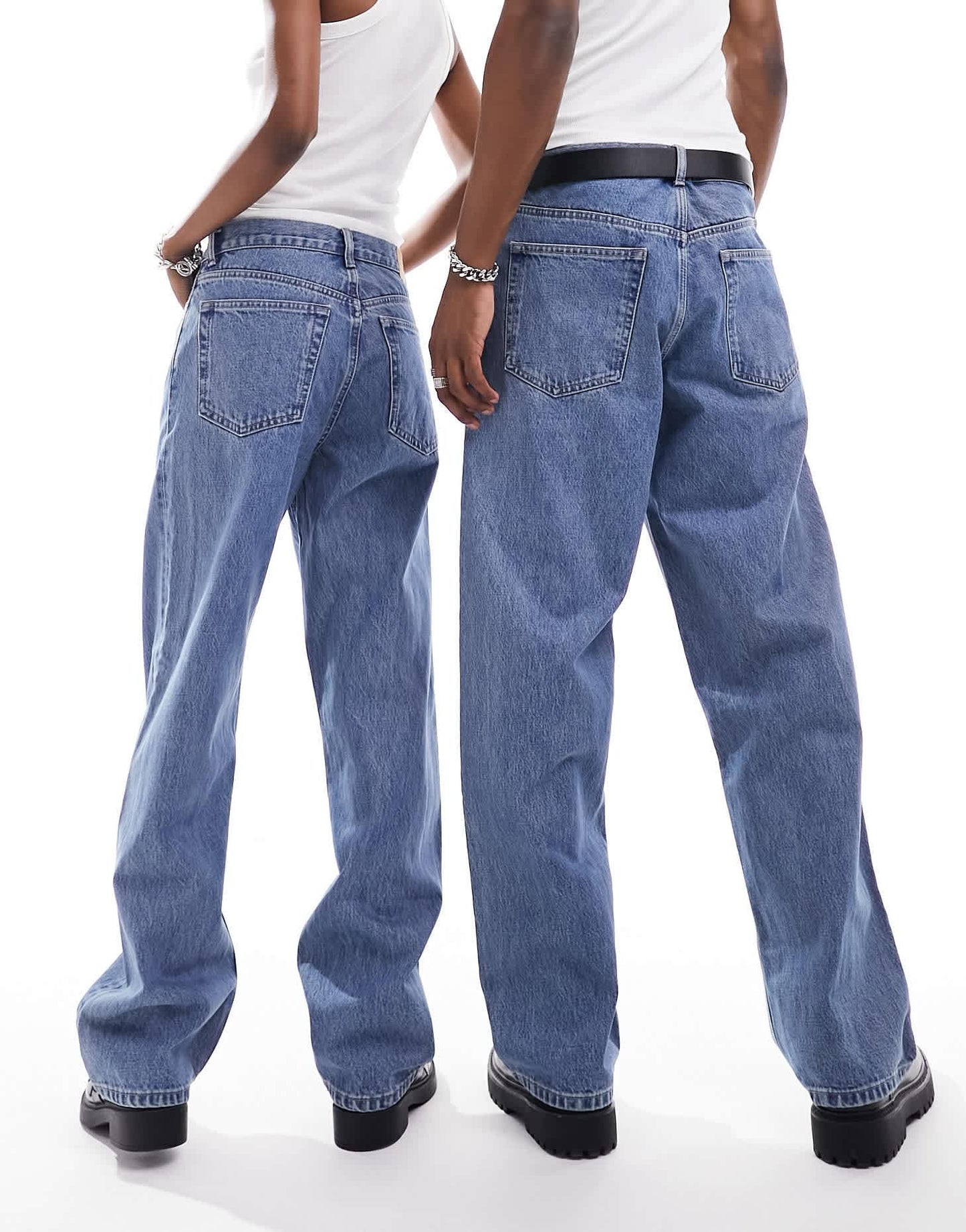Weekday Unisex Galaxy loose fit straight leg jeans in 90's blue