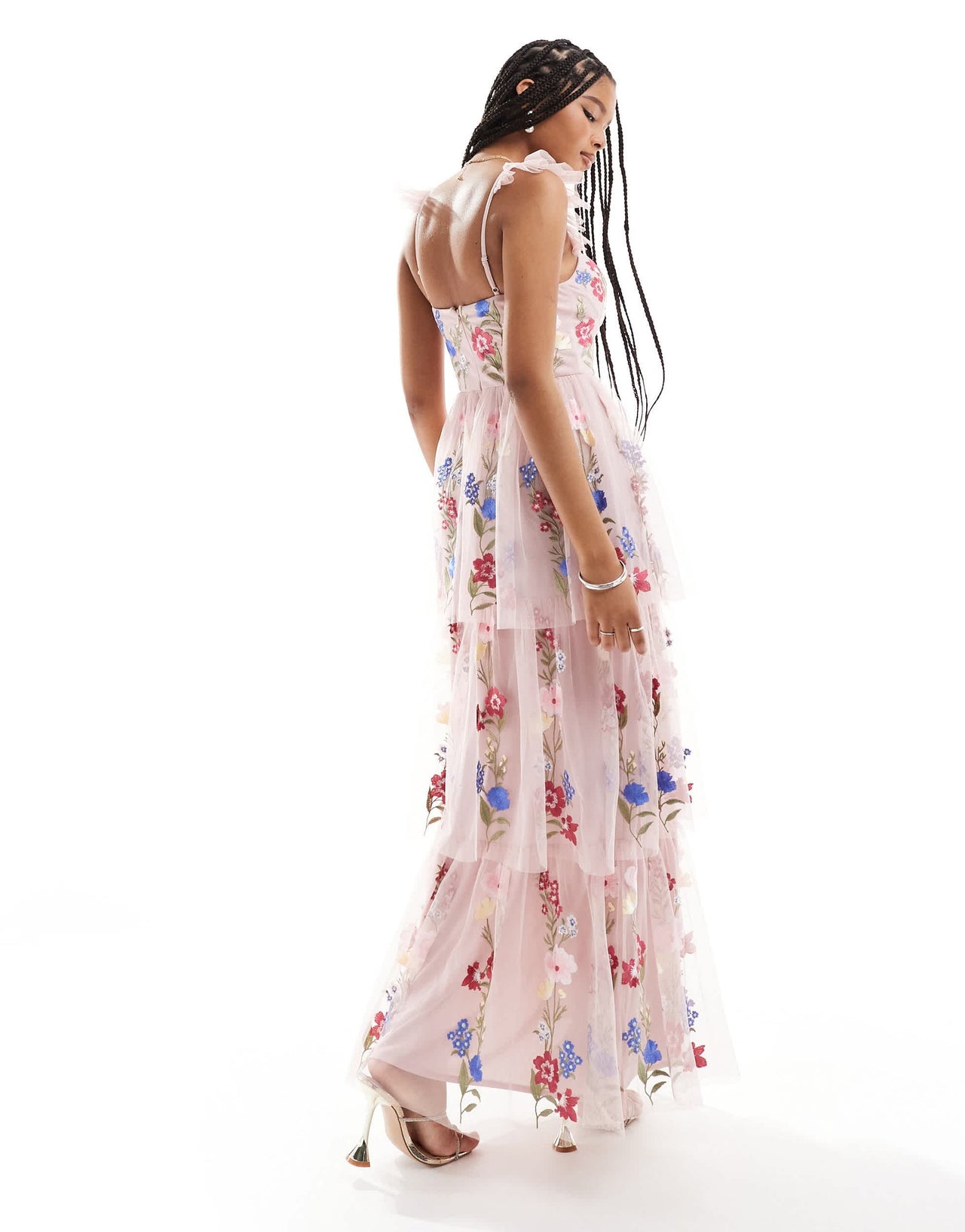 Maya premium embroidered maxi dress in blush