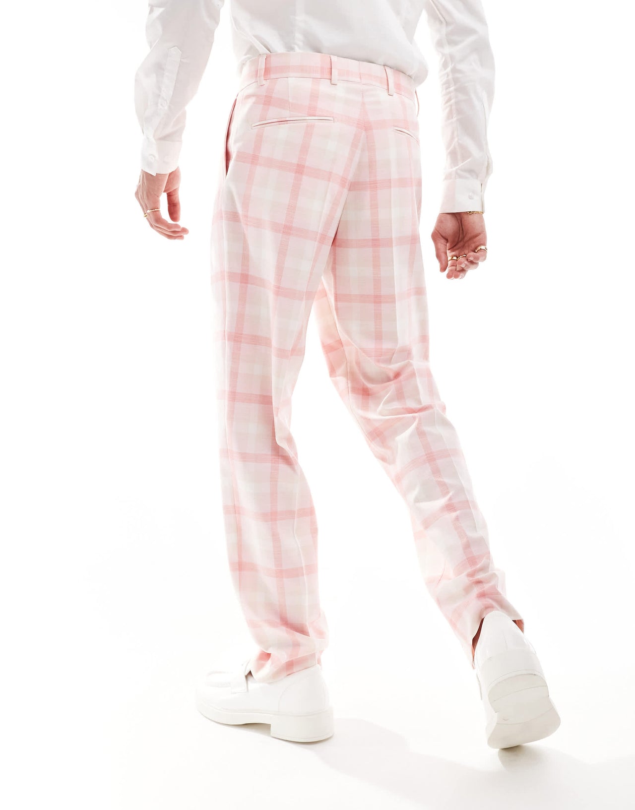 Viggo eriksen checked oversized suit trousers in light pink