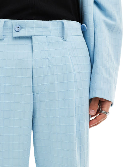 Viggo zidan printed oversized suit trousers in baby blue