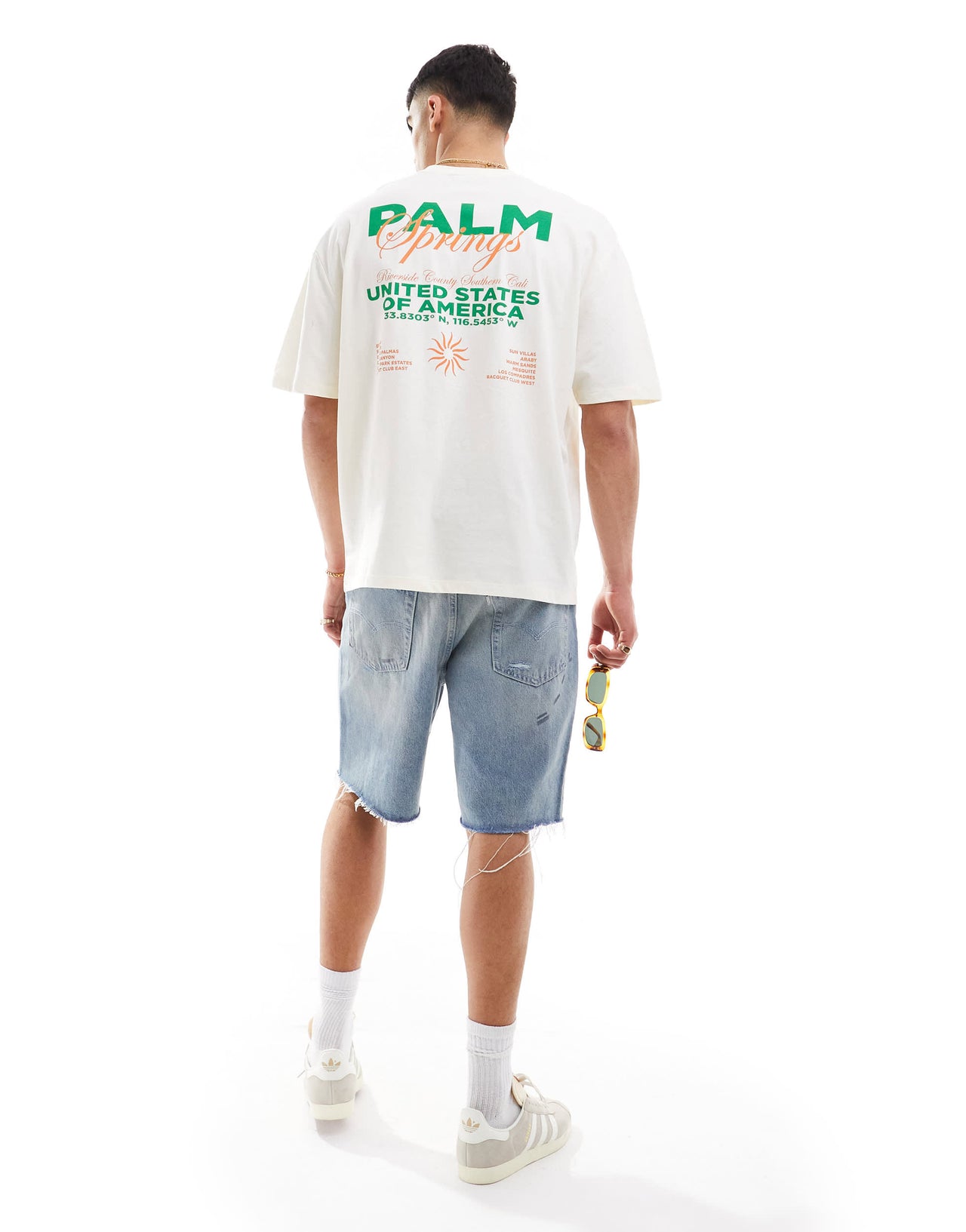 ASOS DESIGN oversized t-shirt in beige with Palm Springs back print
