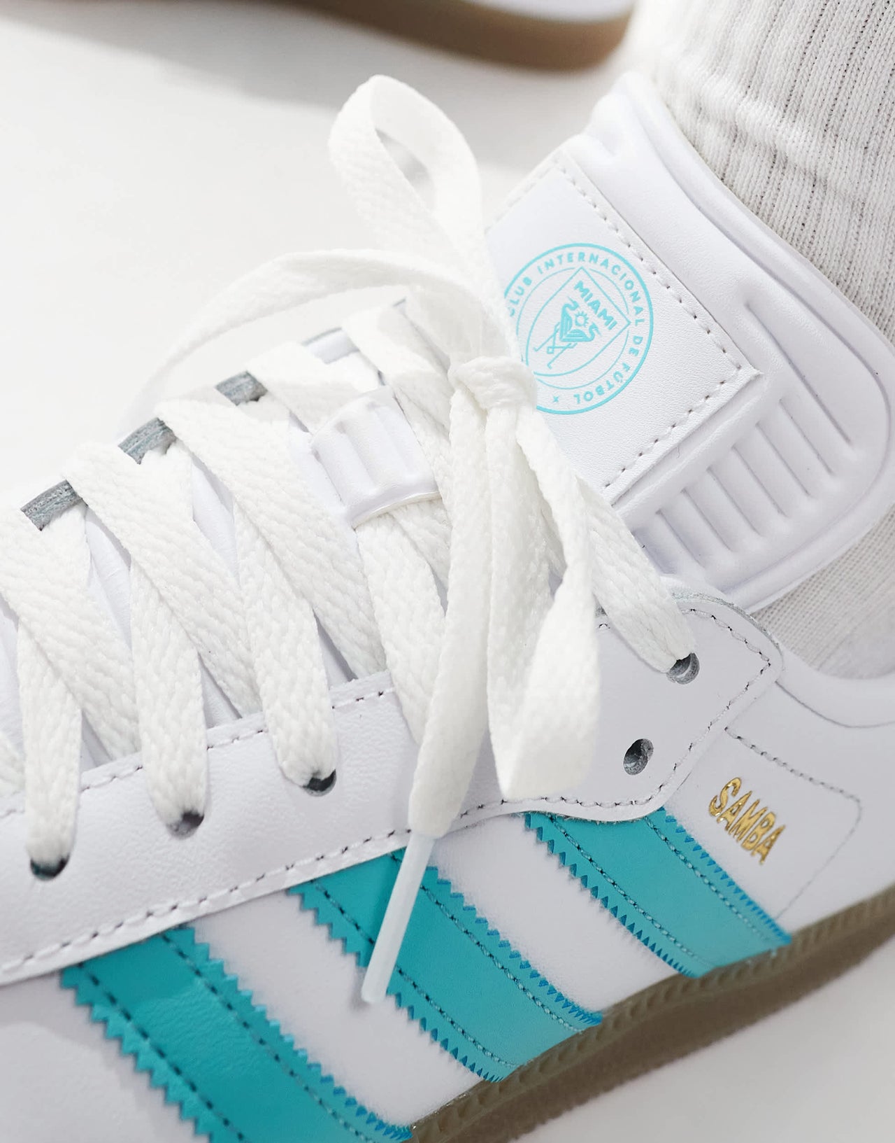 adidas Originals Samba X IMFC trainer in white and blue