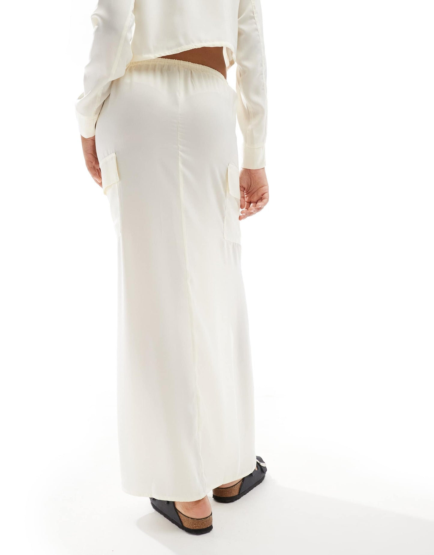 ASOS DESIGN utility co-ord maxi skirt in cream