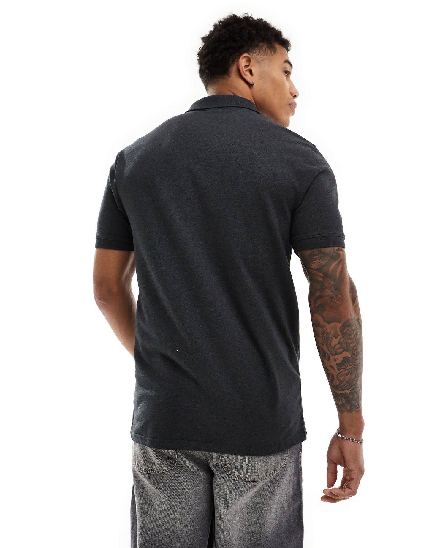 Lyle & Scott icon logo pique polo in charcoal marl