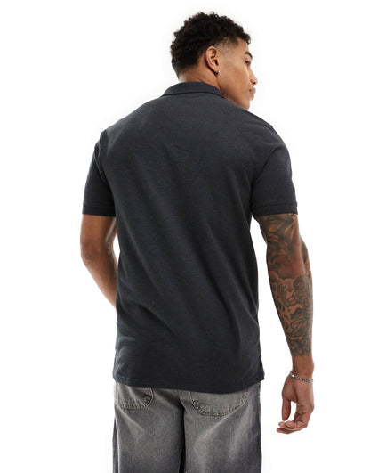 Lyle & Scott icon logo pique polo in charcoal marl