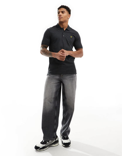 Lyle & Scott icon logo pique polo in charcoal marl