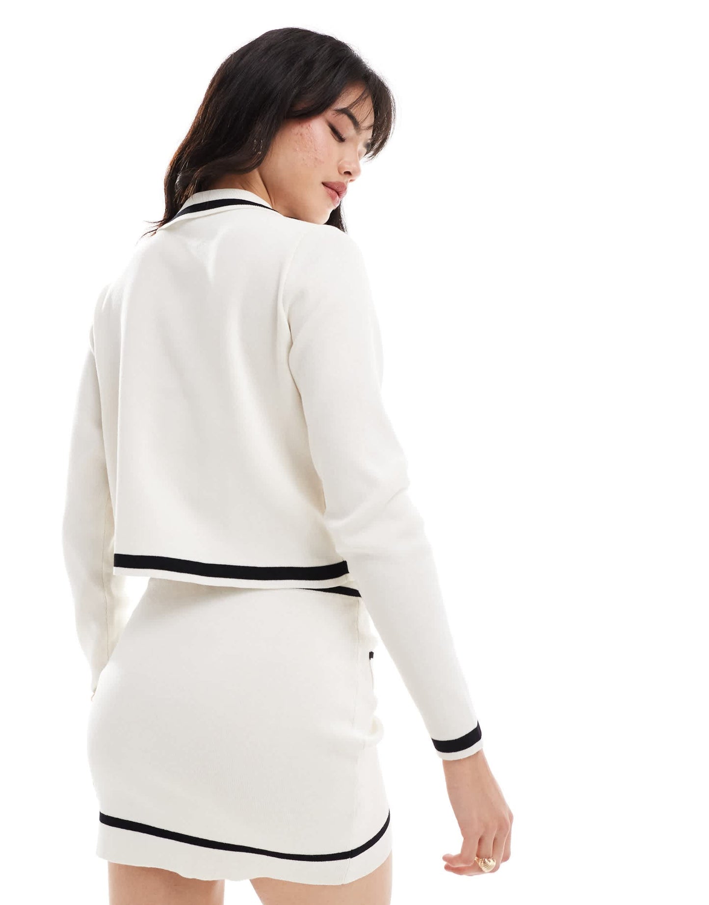 Vero Moda fine knit contrast cardigan co-ord in monochrome