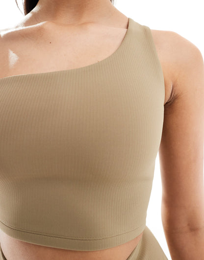 4505 active rib asymmetric vest top in beige