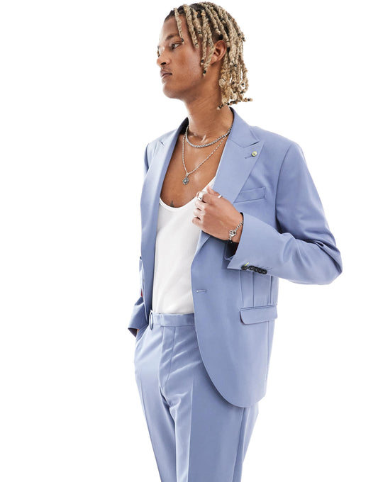 Twisted Tailor buscott slim suit jacket in blue