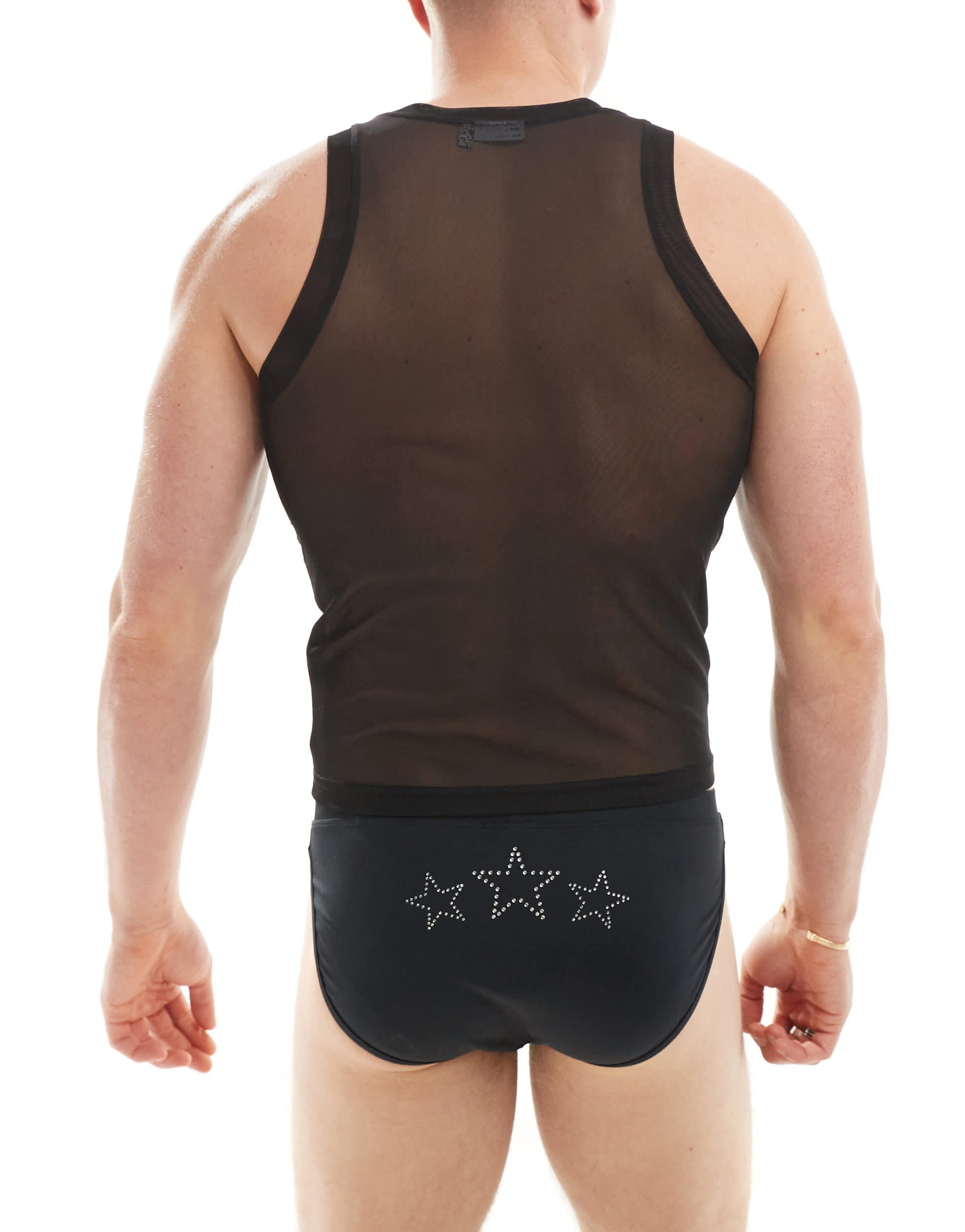 ASOS DESIGN mesh vest with diamante stars