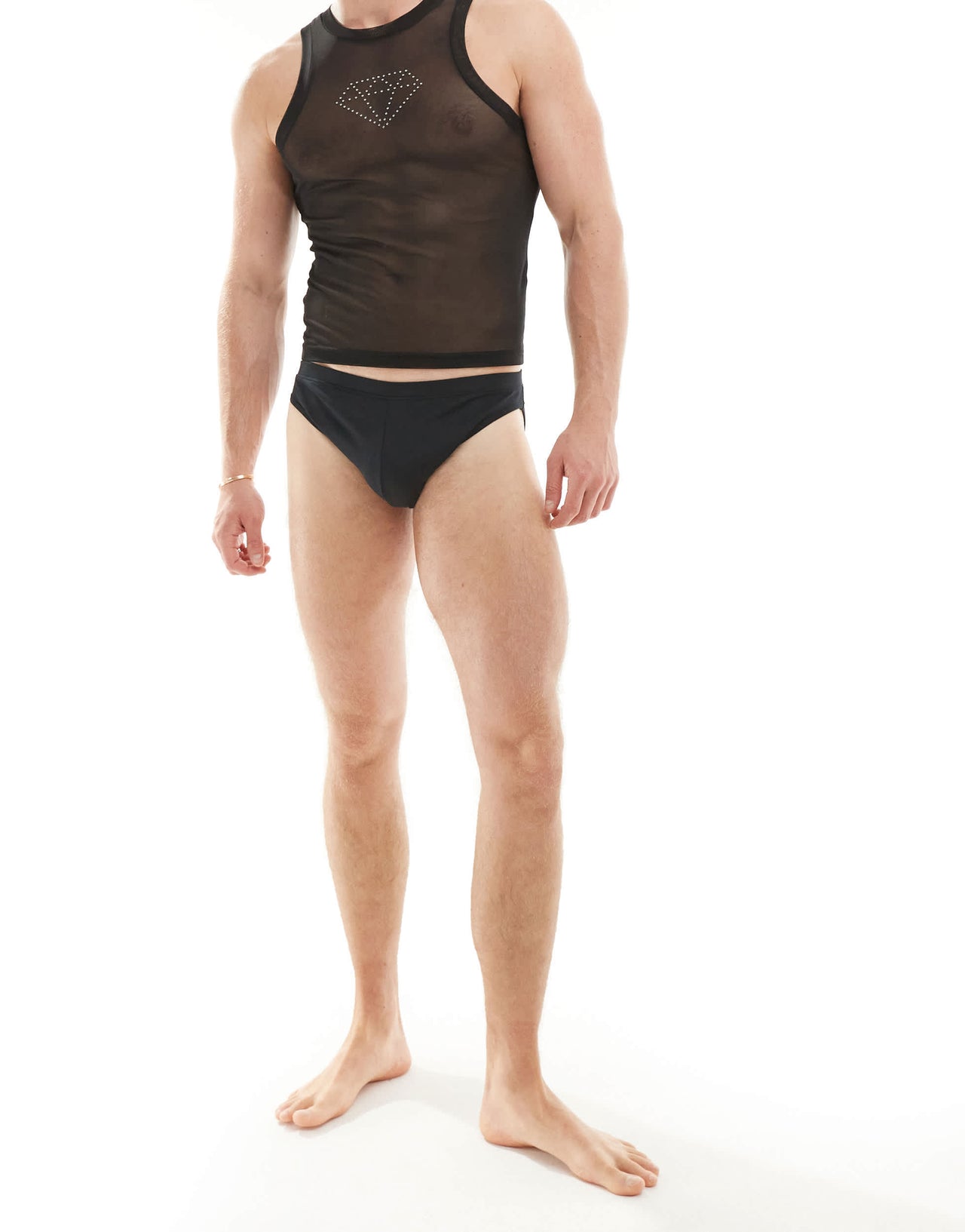 ASOS DESIGN mesh vest with diamante stars