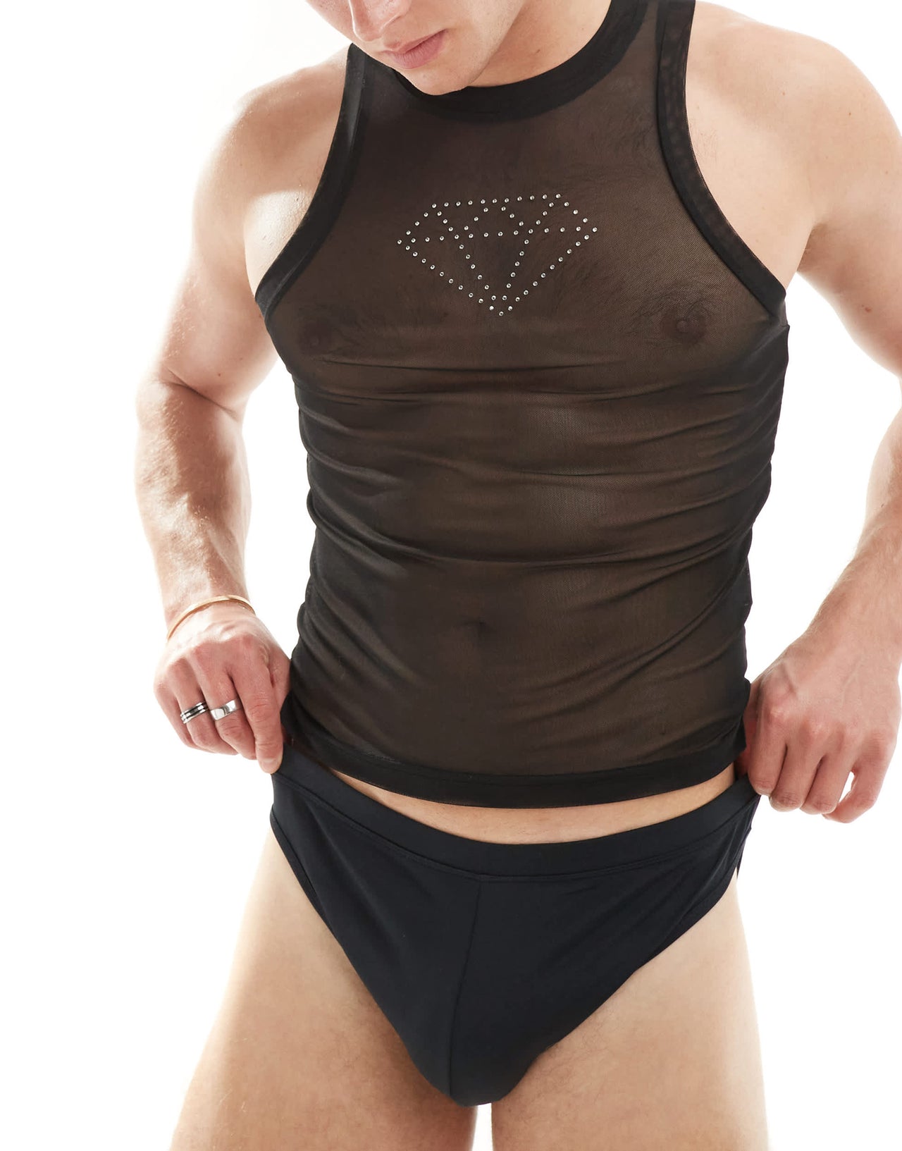 ASOS DESIGN mesh vest with diamante stars