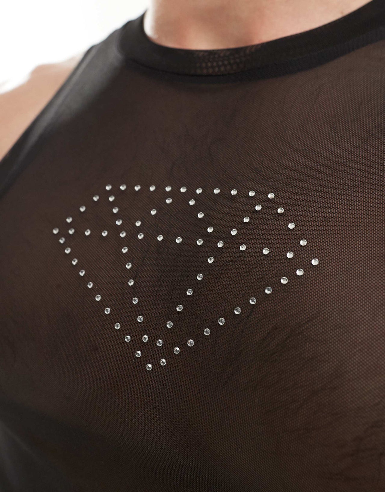 ASOS DESIGN mesh vest with diamante stars