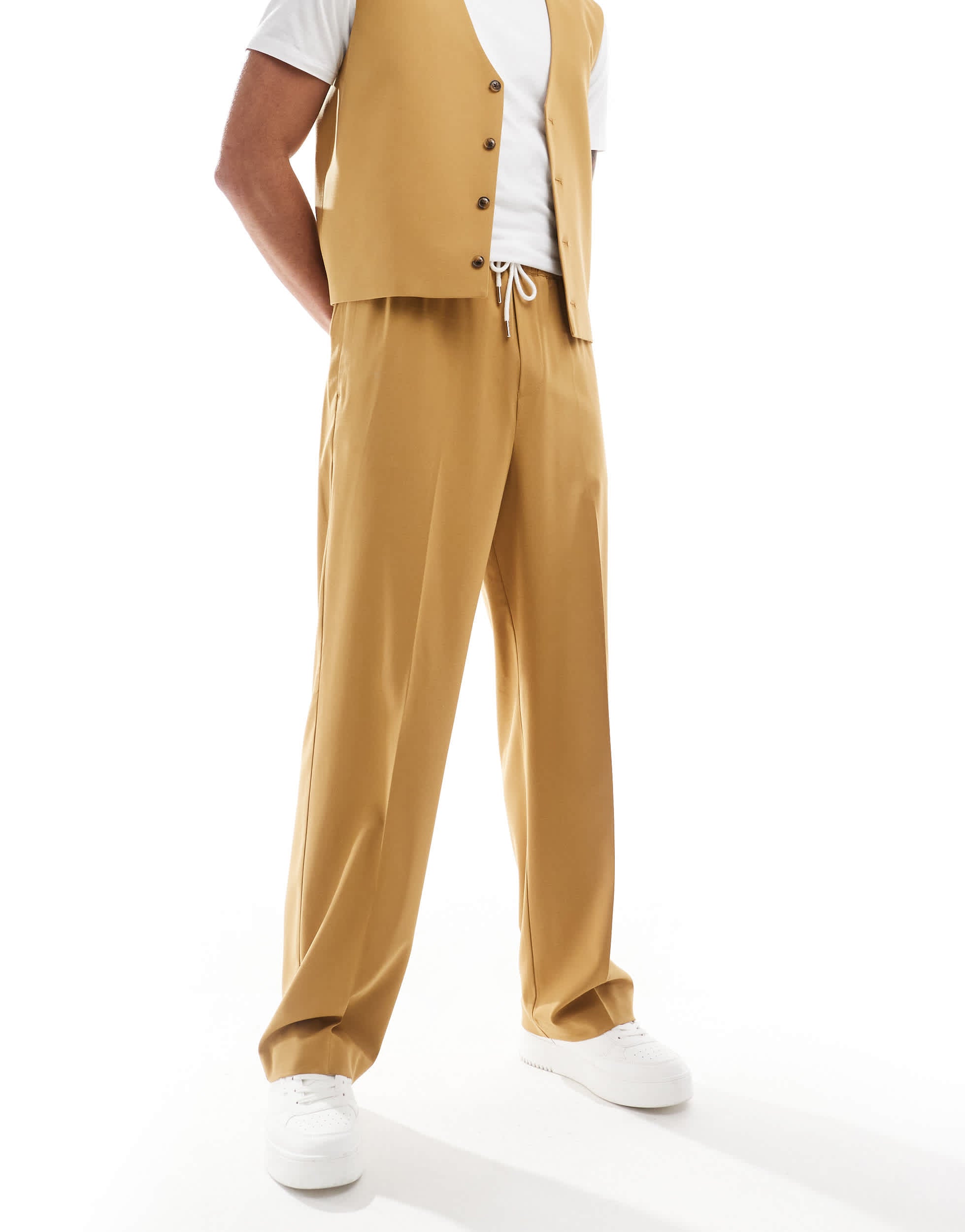 ASOS DESIGN smart co-ord pull on wide leg trouser in mustard