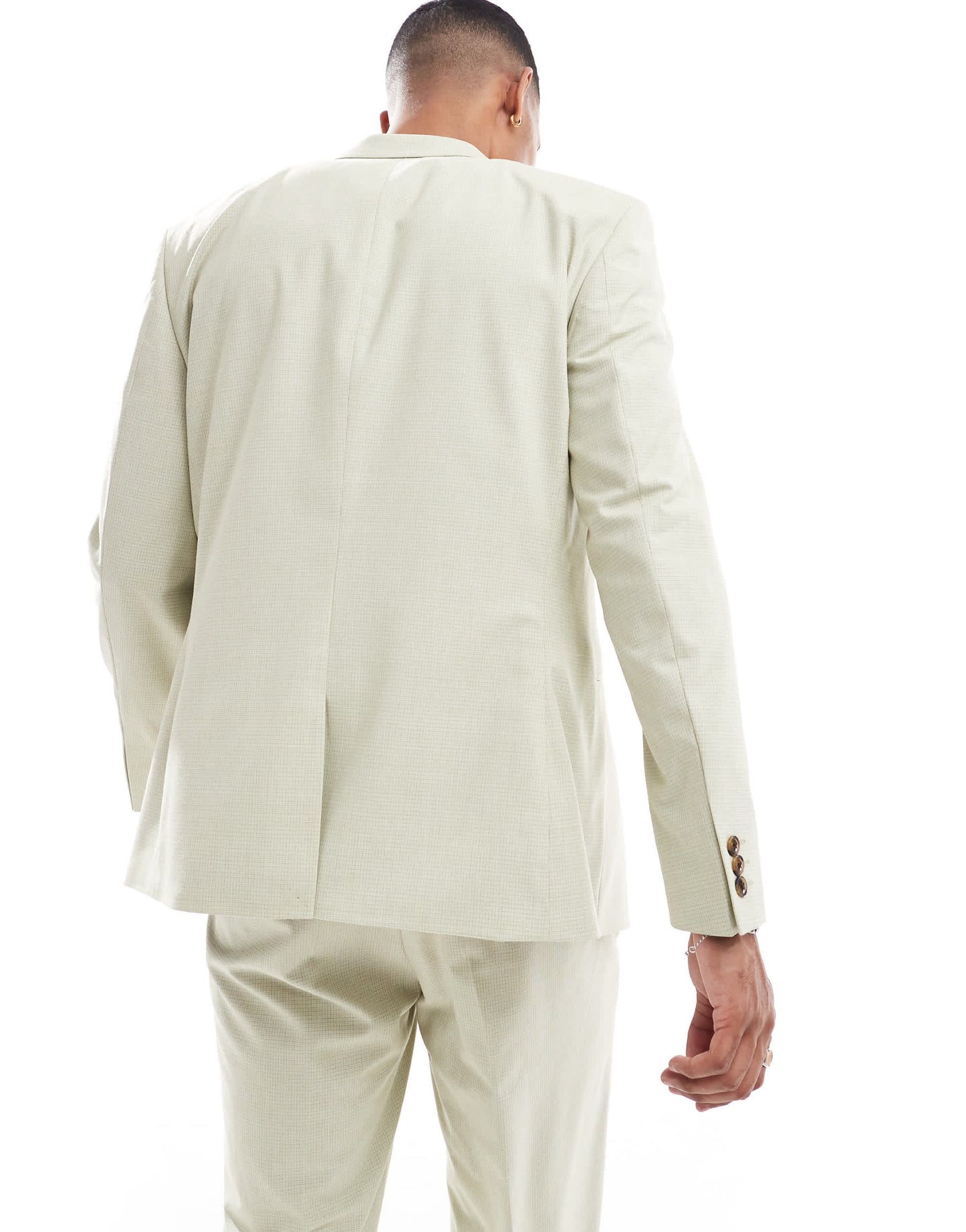 ASOS DESIGN slim basketweave suit jacket in green