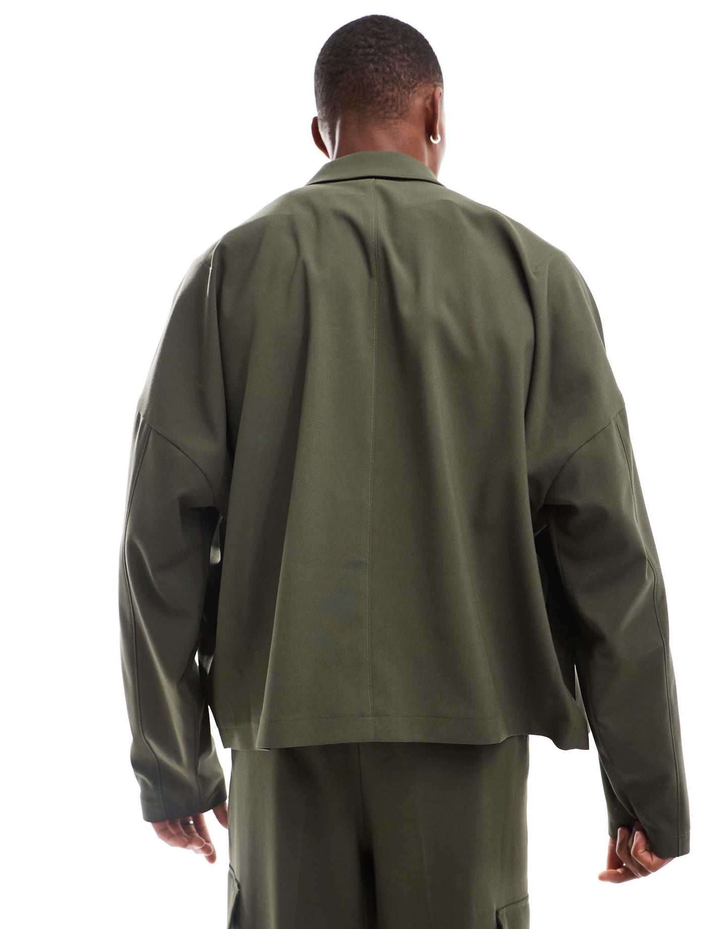 ASOS DESIGN smart co-ord slim trucker jacket with cargo pockets in khaki