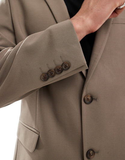 ASOS DESIGN slim suit jacket in light brown twill