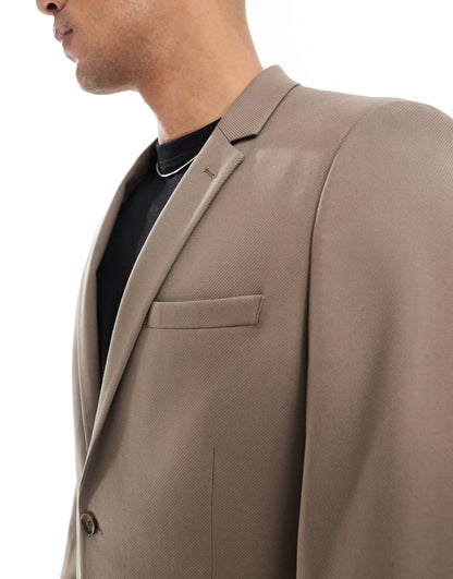 ASOS DESIGN slim suit jacket in light brown twill