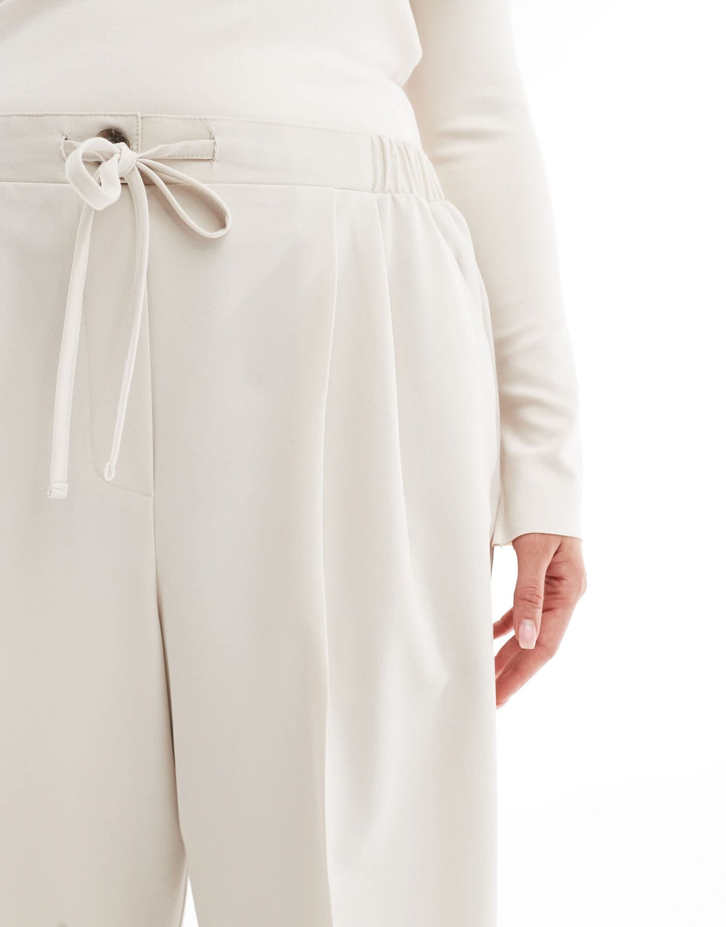 ASOS DESIGN Curve tailored pull on trousers in stone