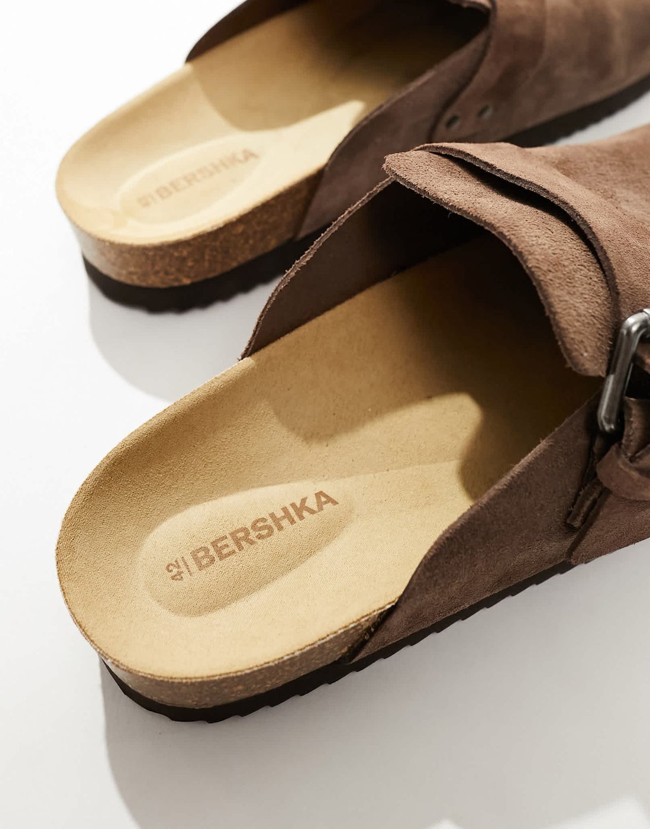 Bershka clog with buckle in brown