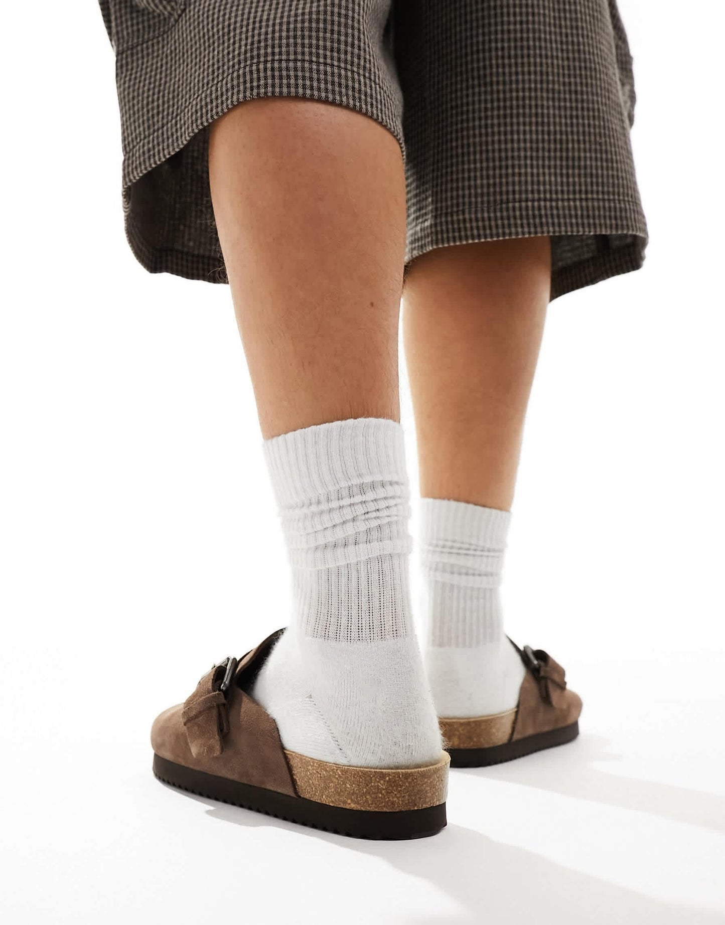 Bershka clog with buckle in brown