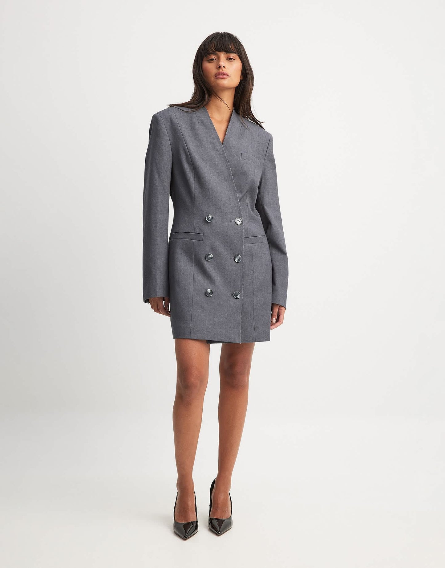 NA-KD straight blazer style mini dress in grey