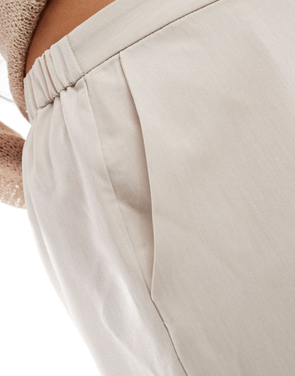 ASOS DESIGN Curve tailored wide leg trouser in stone