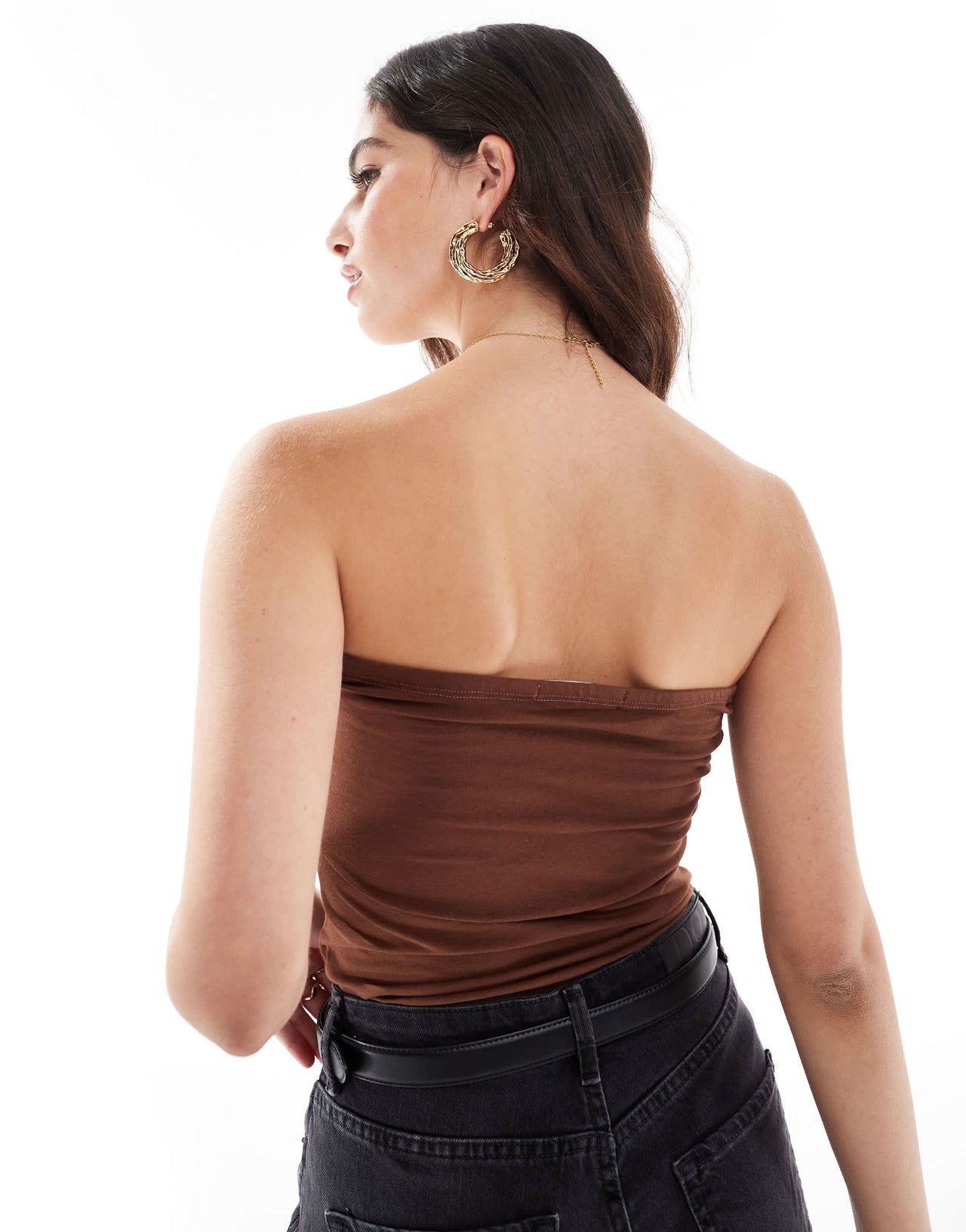 Threadbare jersey bandeau bodysuit in chocolate brown