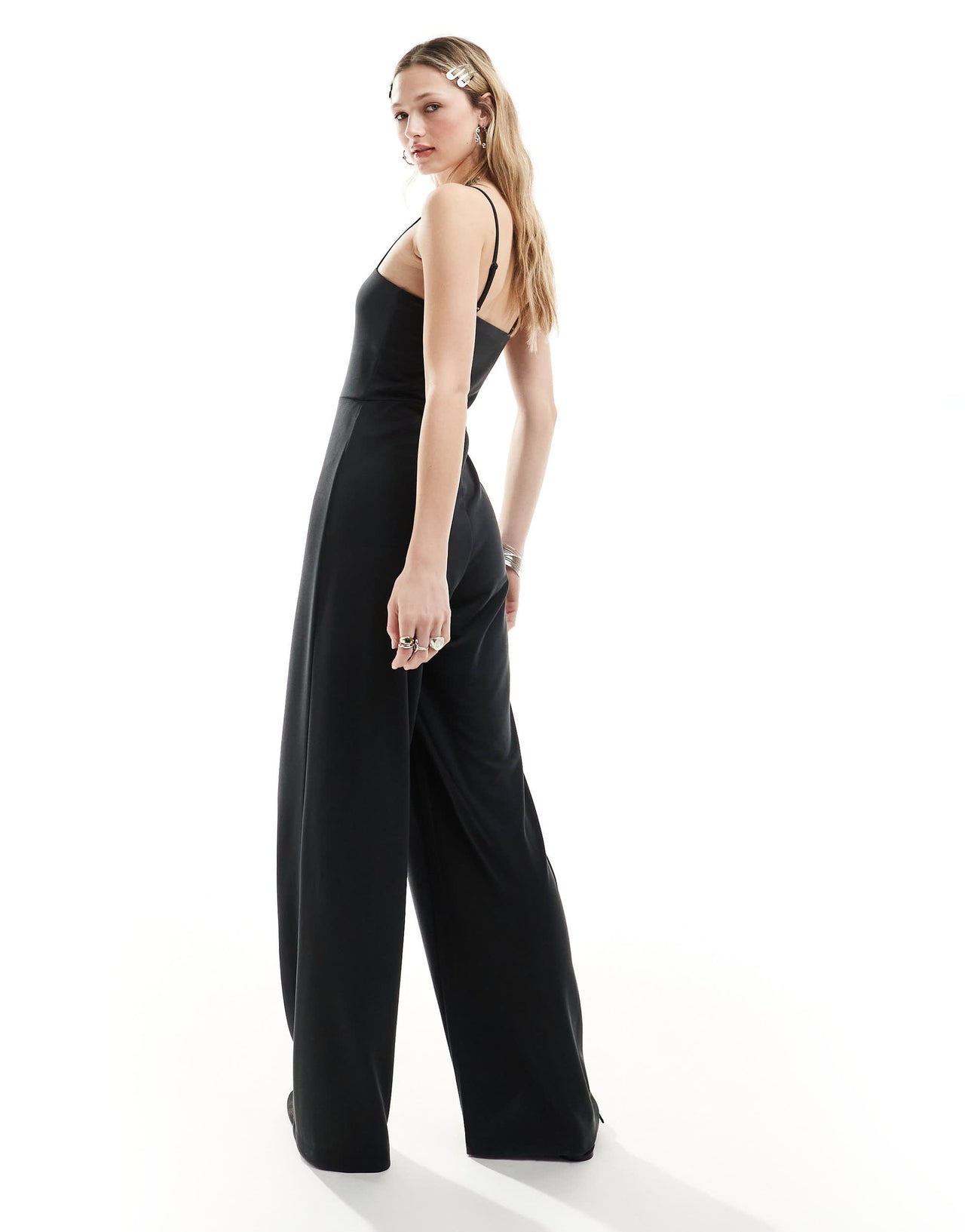 Monki jersey jumpsuit in black
