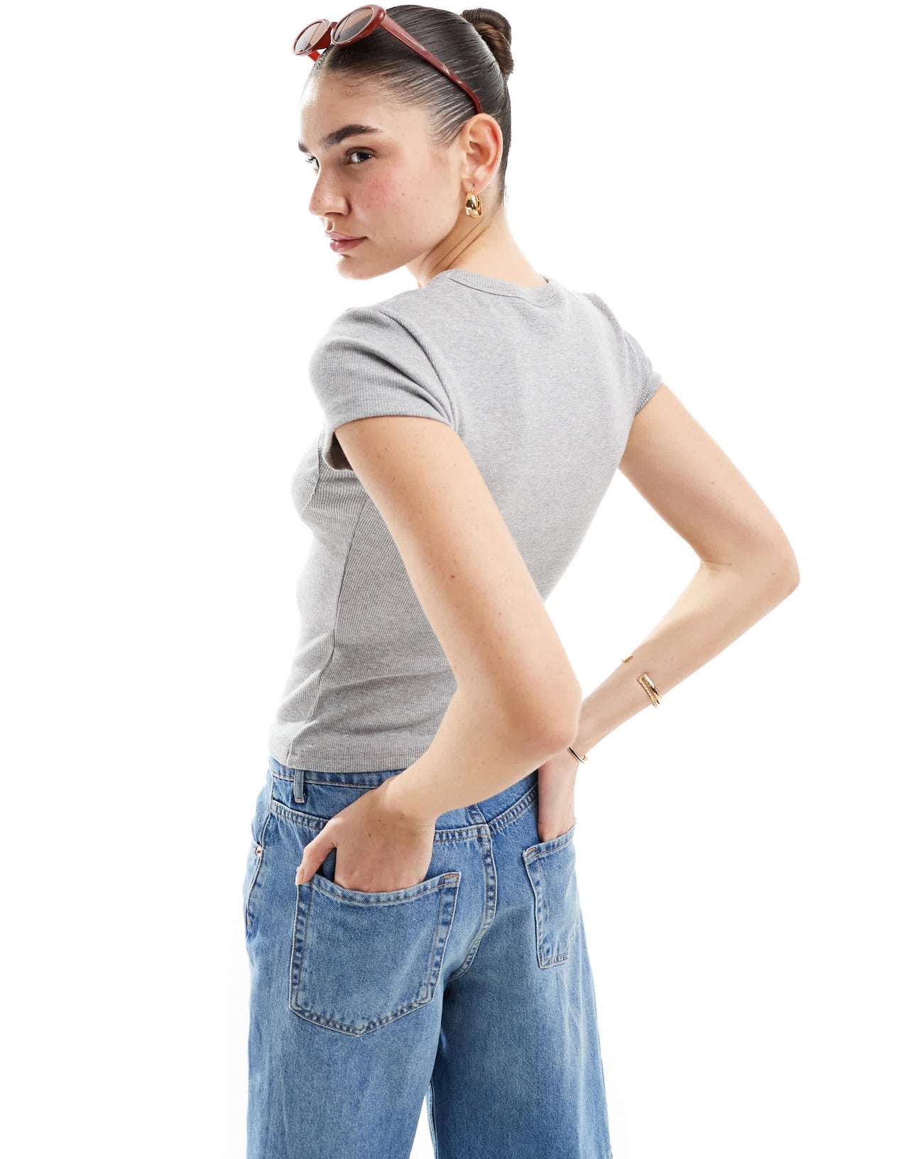 ASOS DESIGN bra seamed t-shirt in grey marl