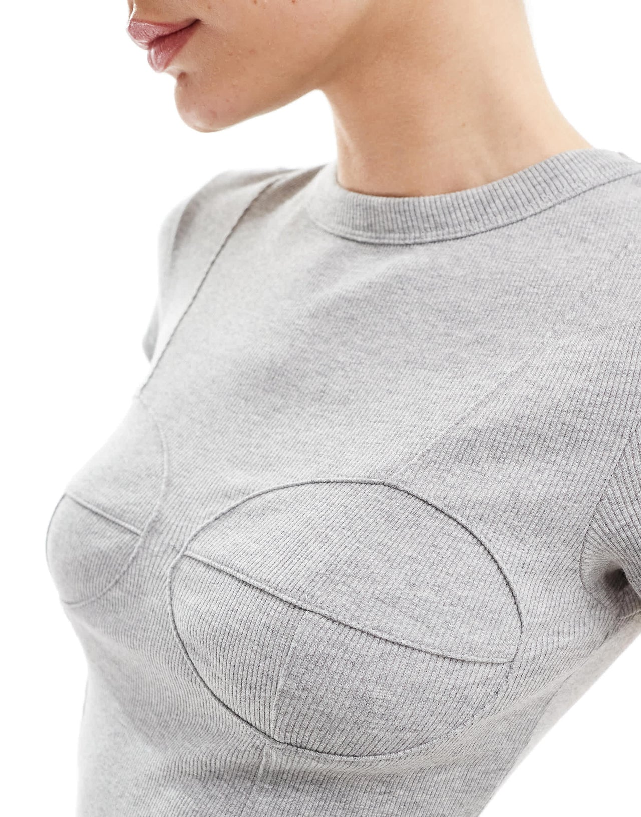 ASOS DESIGN bra seamed t-shirt in grey marl