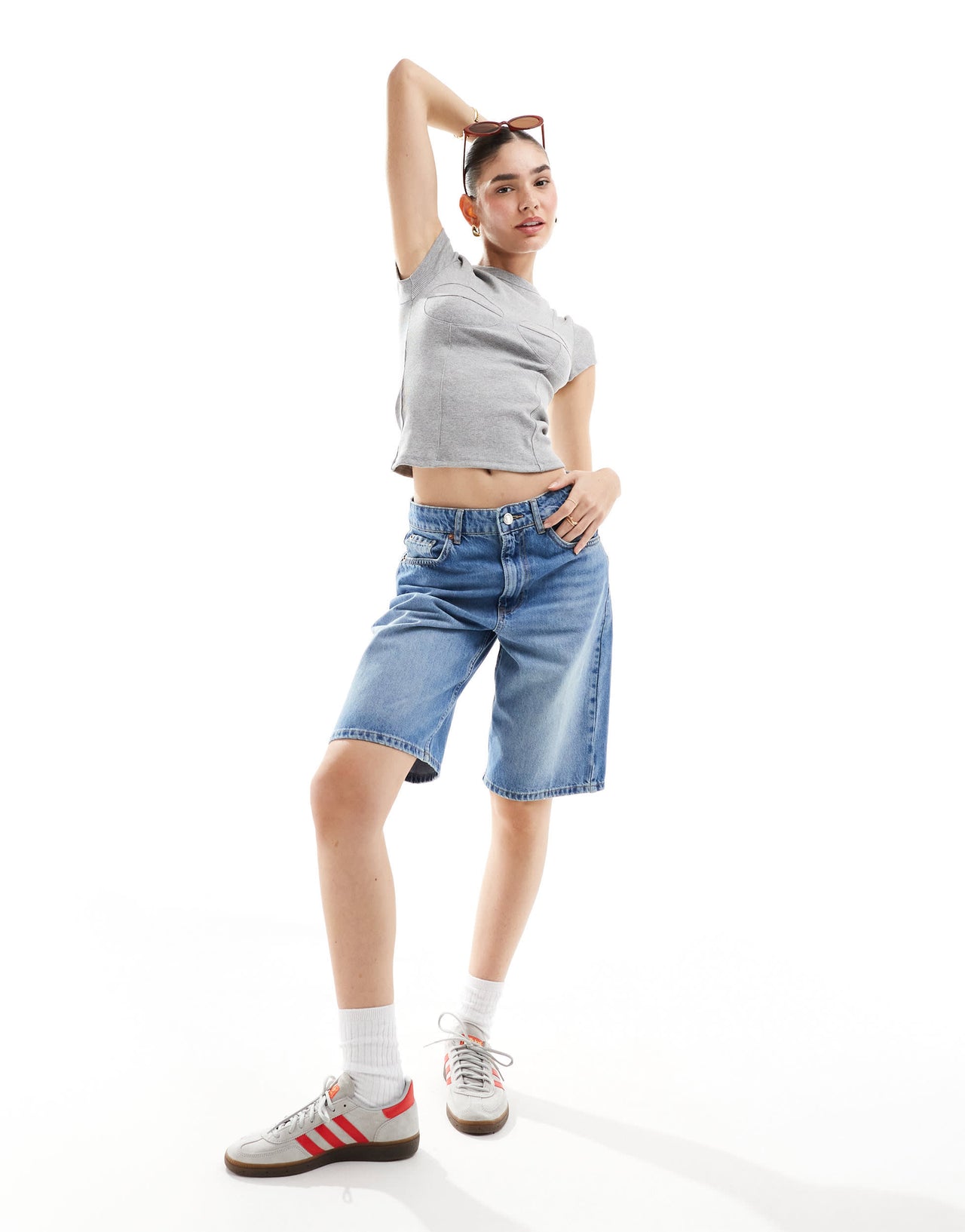 ASOS DESIGN bra seamed t-shirt in grey marl