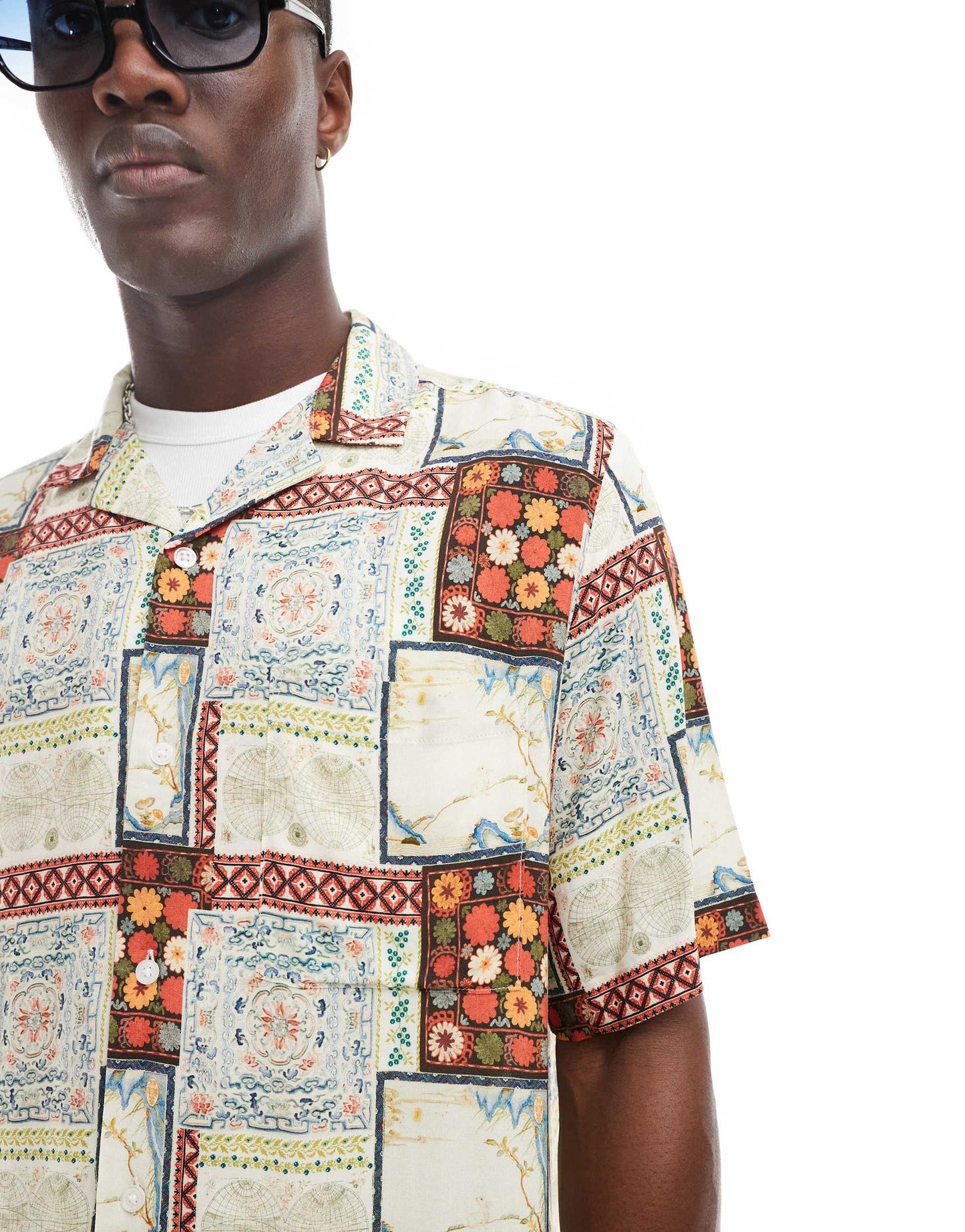 ASOS DESIGN relaxed revere shirt with vintage print