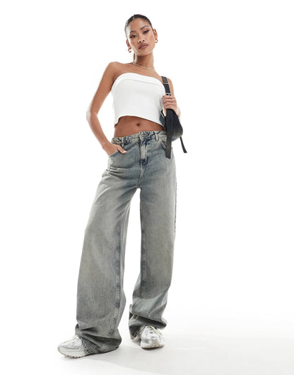 Kaiia exclusive ribbed fold over bandeau top in white
