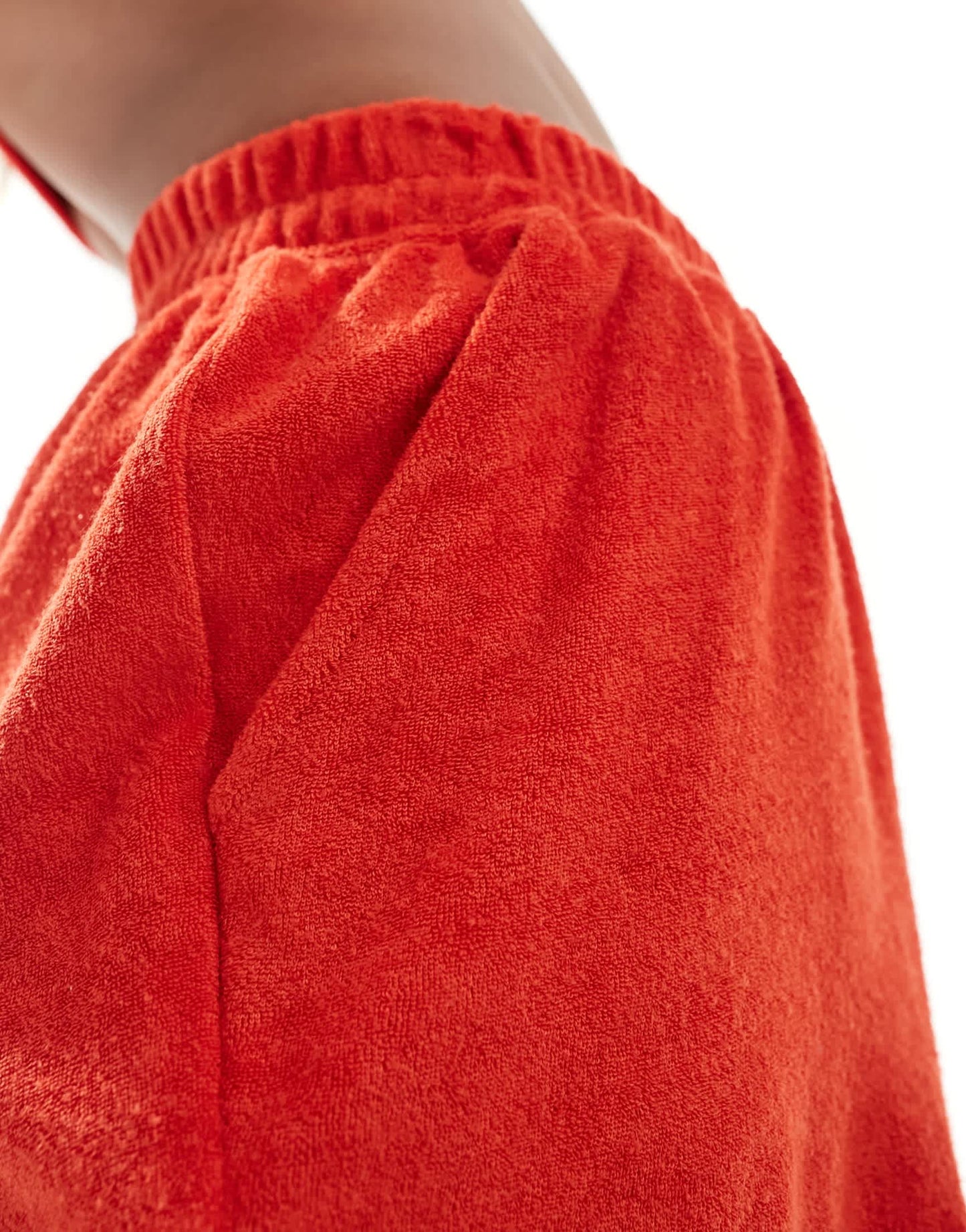 Kaiia towelling sweat shorts co-ord in red