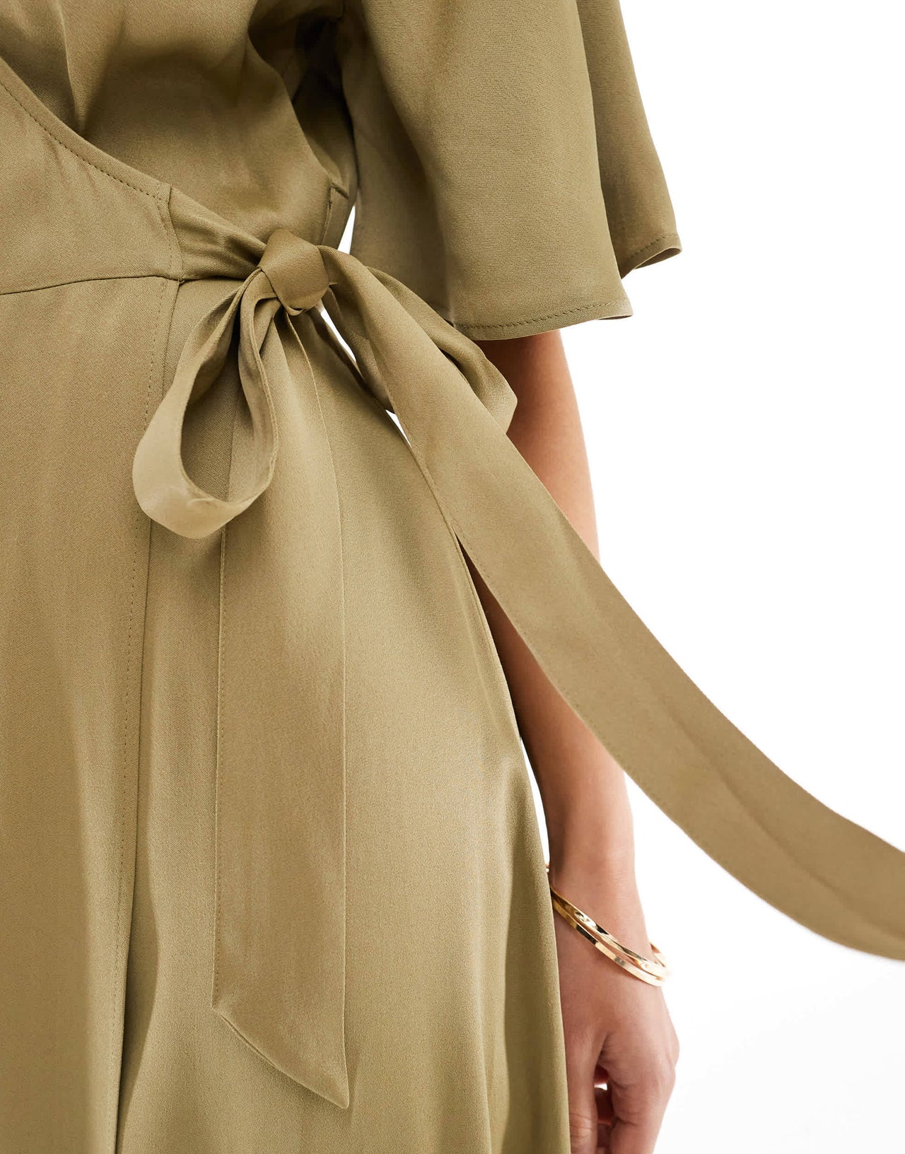 Maids to Measure Bridesmaid flutter sleeve maxi dress in olive