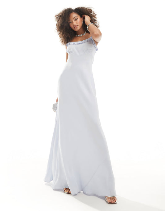 Maids to Measure Bridesmaid slip dress in pale blue