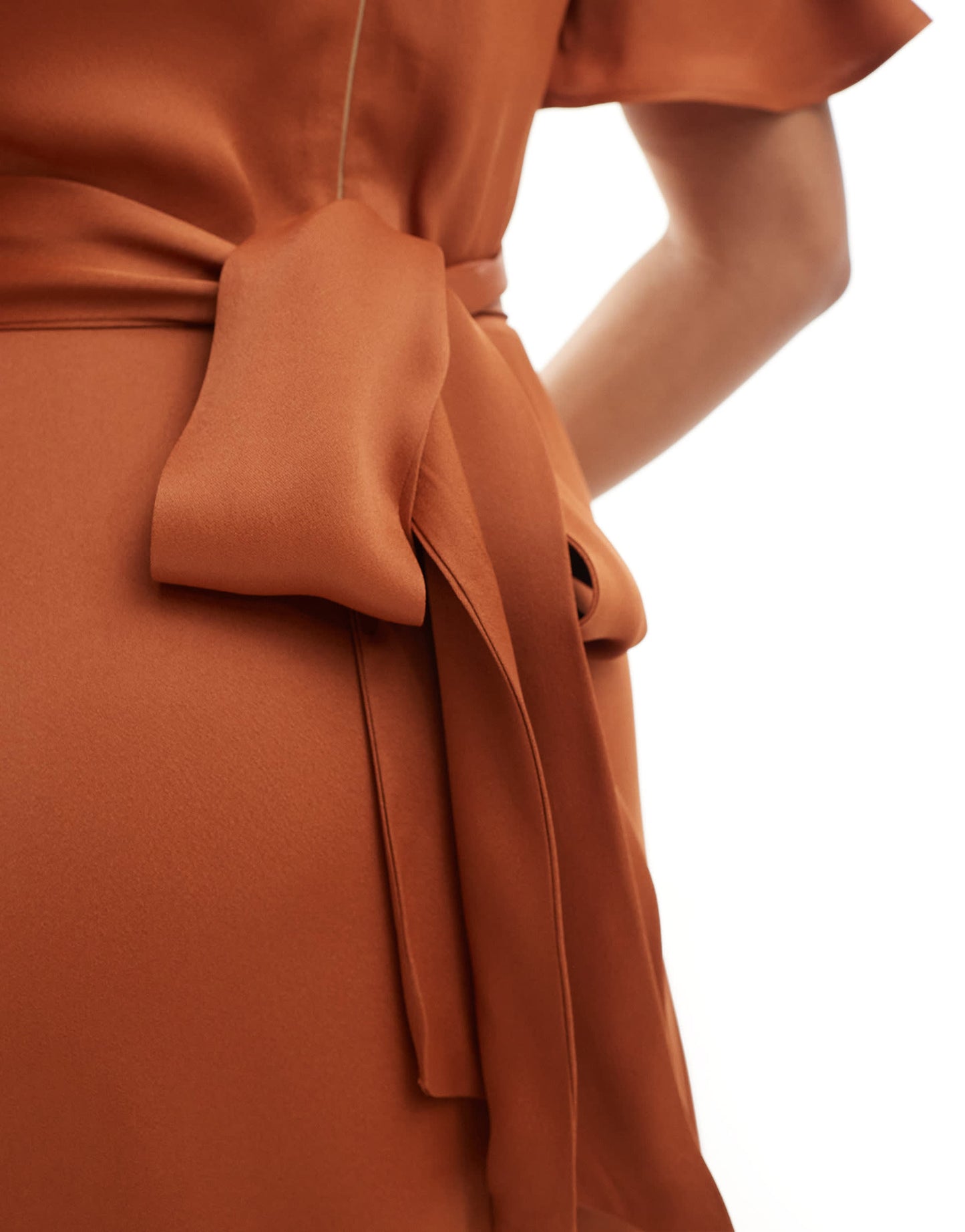 Maids to Measure Bridesmaid flutter sleeve maxi dress in burnt orange
