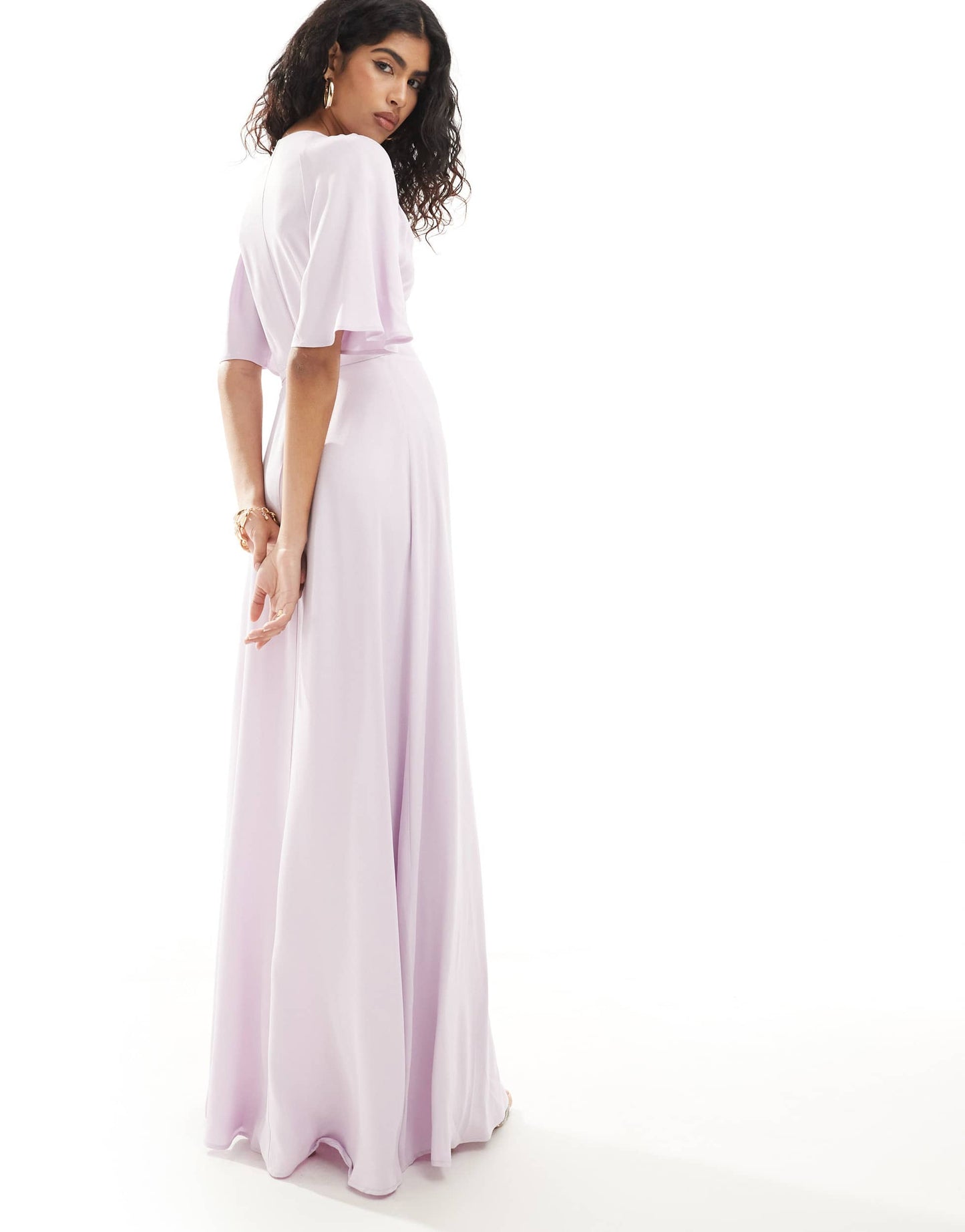 Maids to Measure Bridesmaid wrap maxi dress in lilac