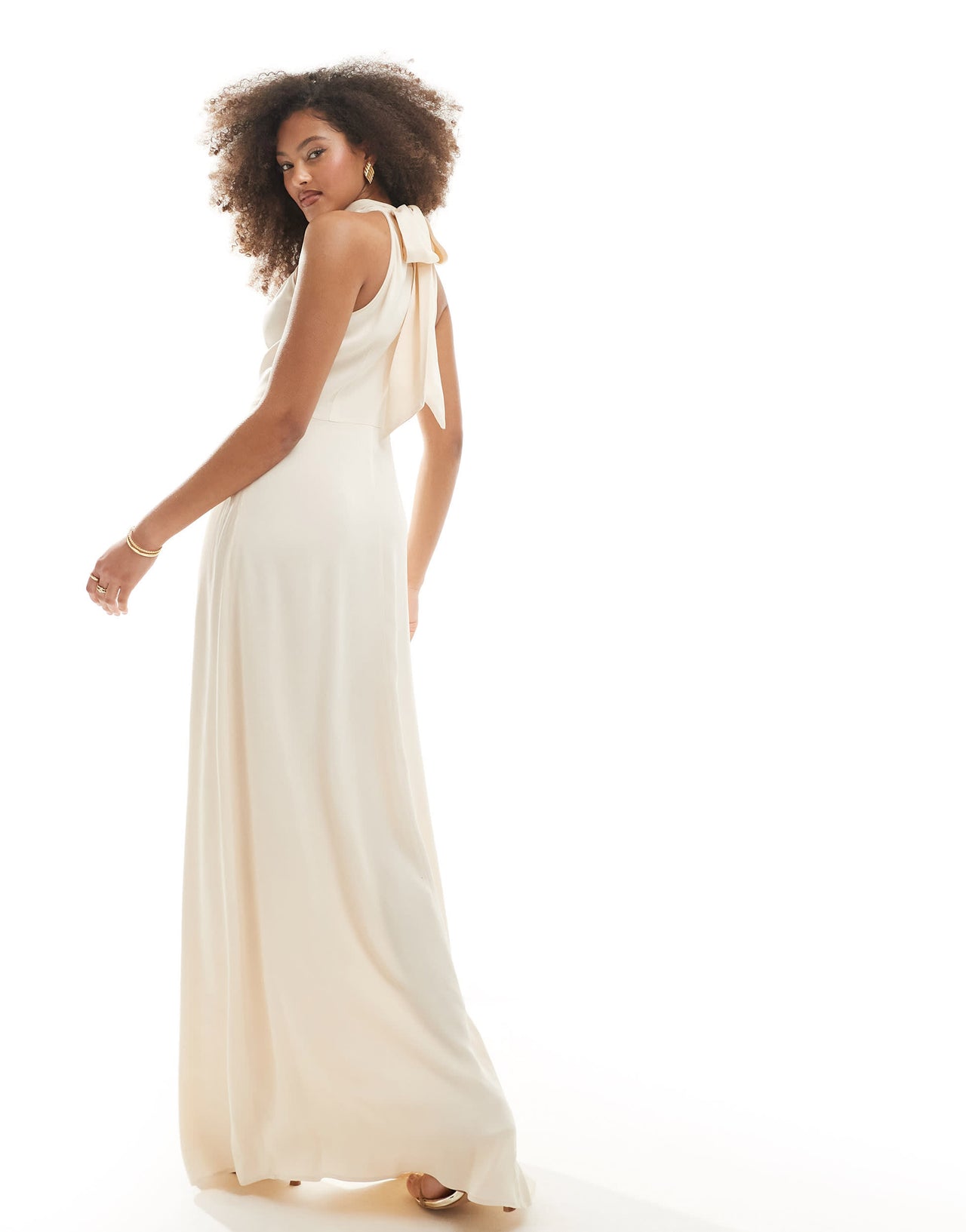 Maids to Measure Bridesmaid high neck maxi dress in ivory