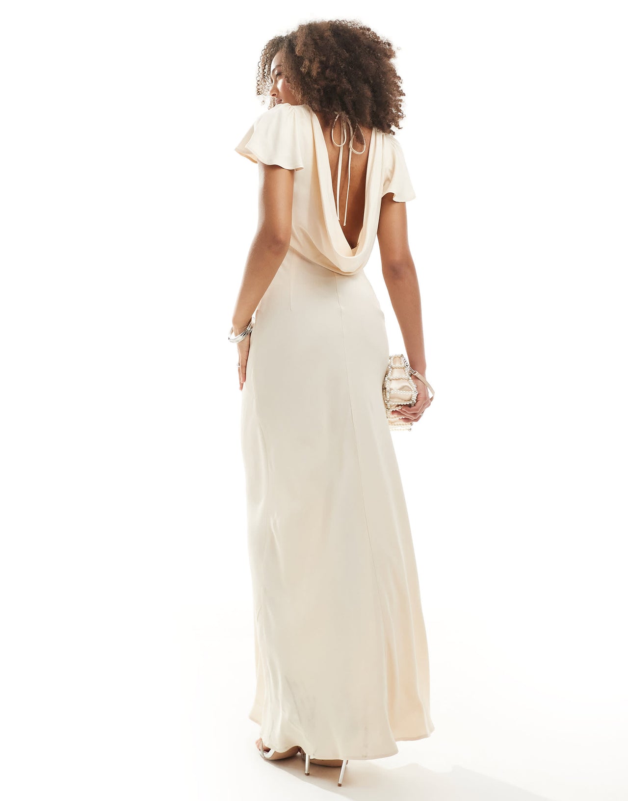Maids to Measure Bridesmaid cowl back maxi dress in ivory