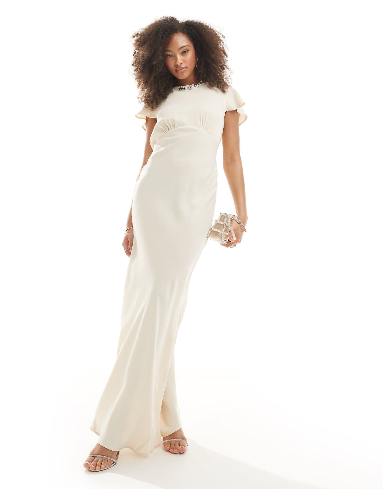 Maids to Measure Bridesmaid cowl back maxi dress in ivory