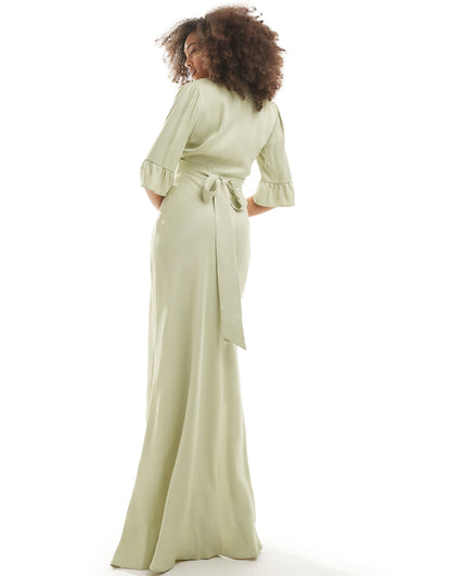 Maids to Measure Bridesmaid button front maxi dress in sage