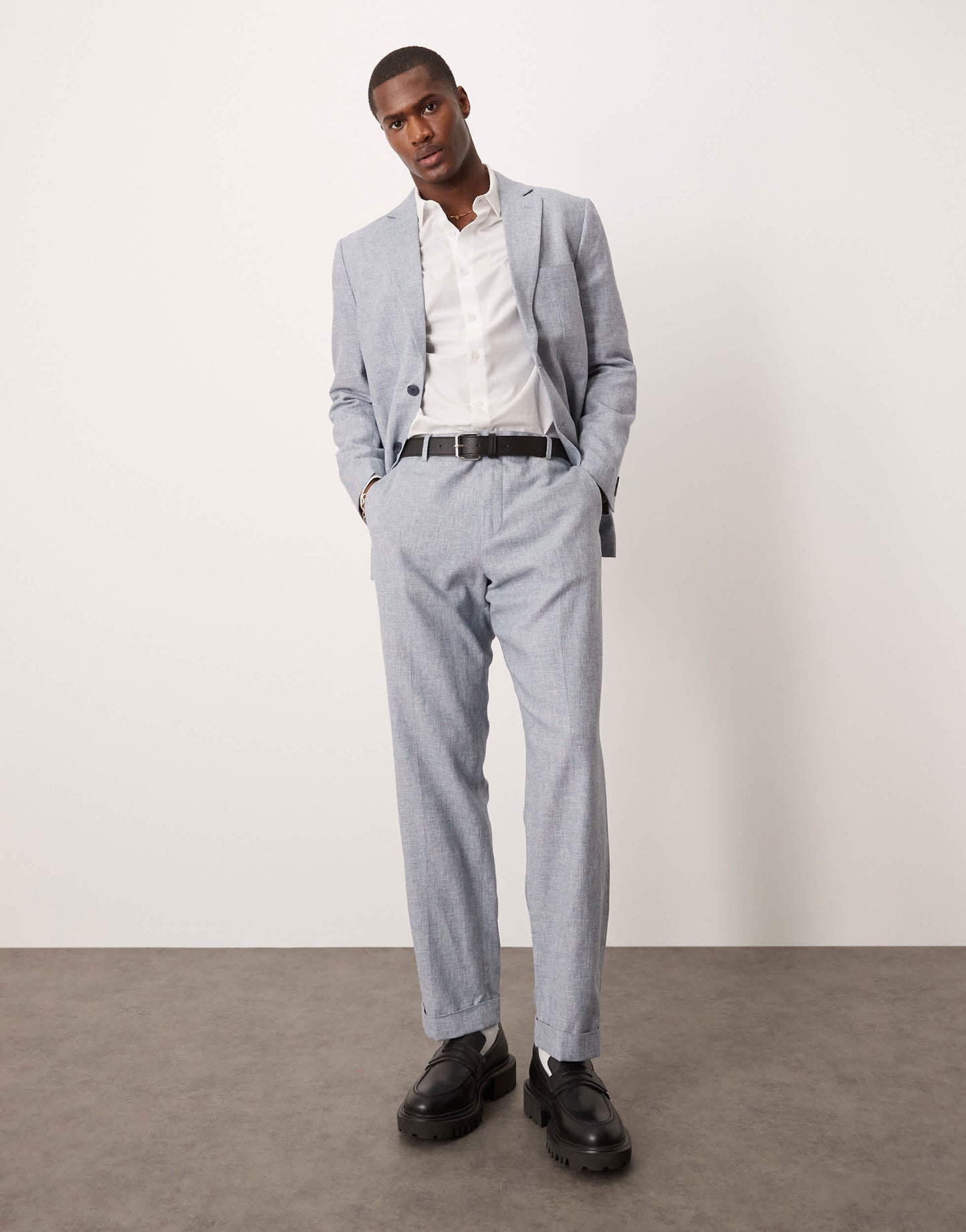Selected linen mix suit trouser in blue