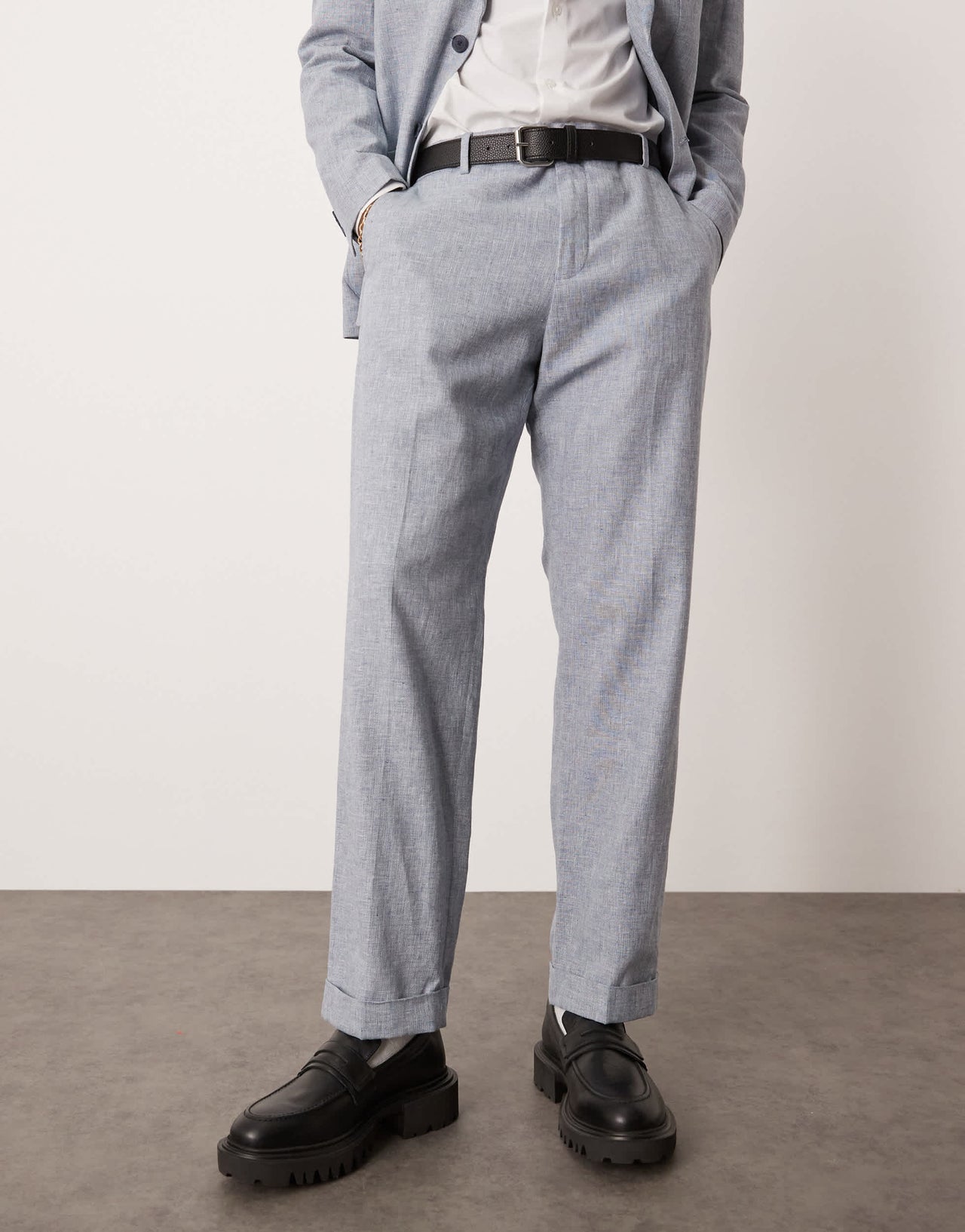 Selected linen mix suit trouser in blue