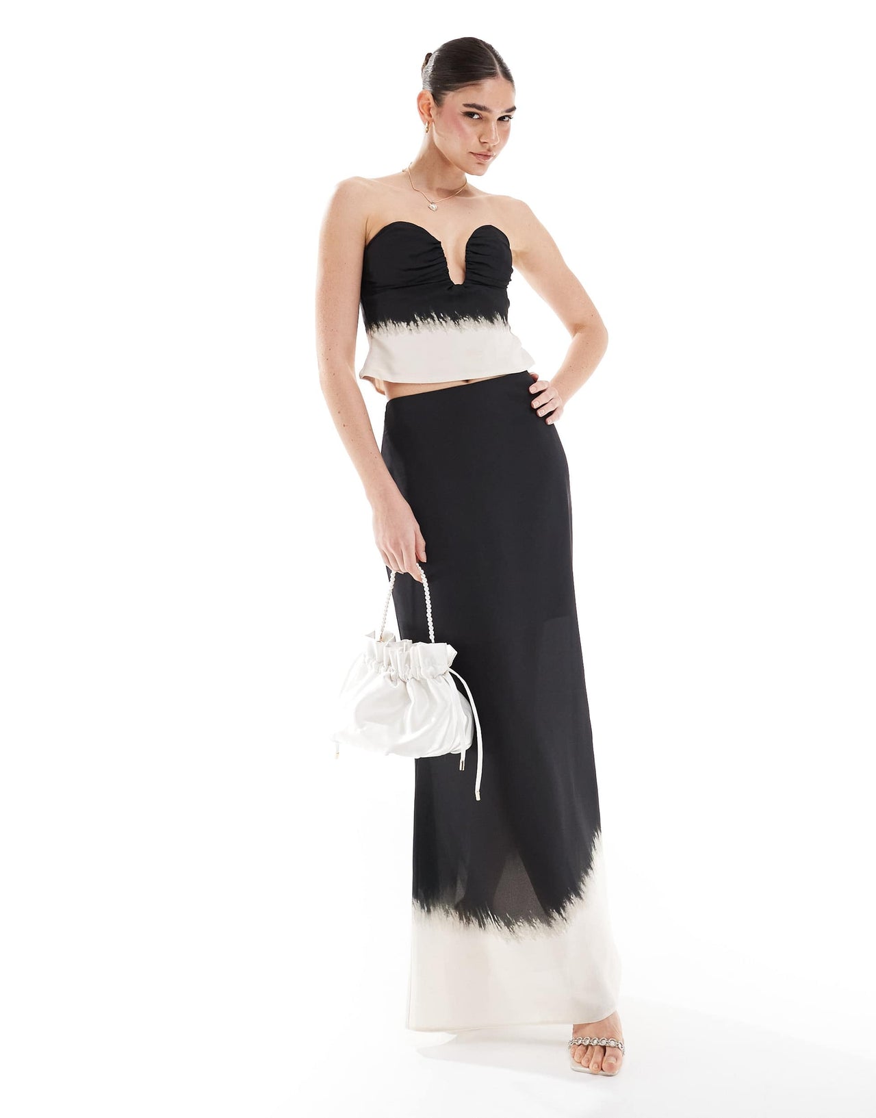 ASOS DESIGN ruched corset co-ord top in ombre print