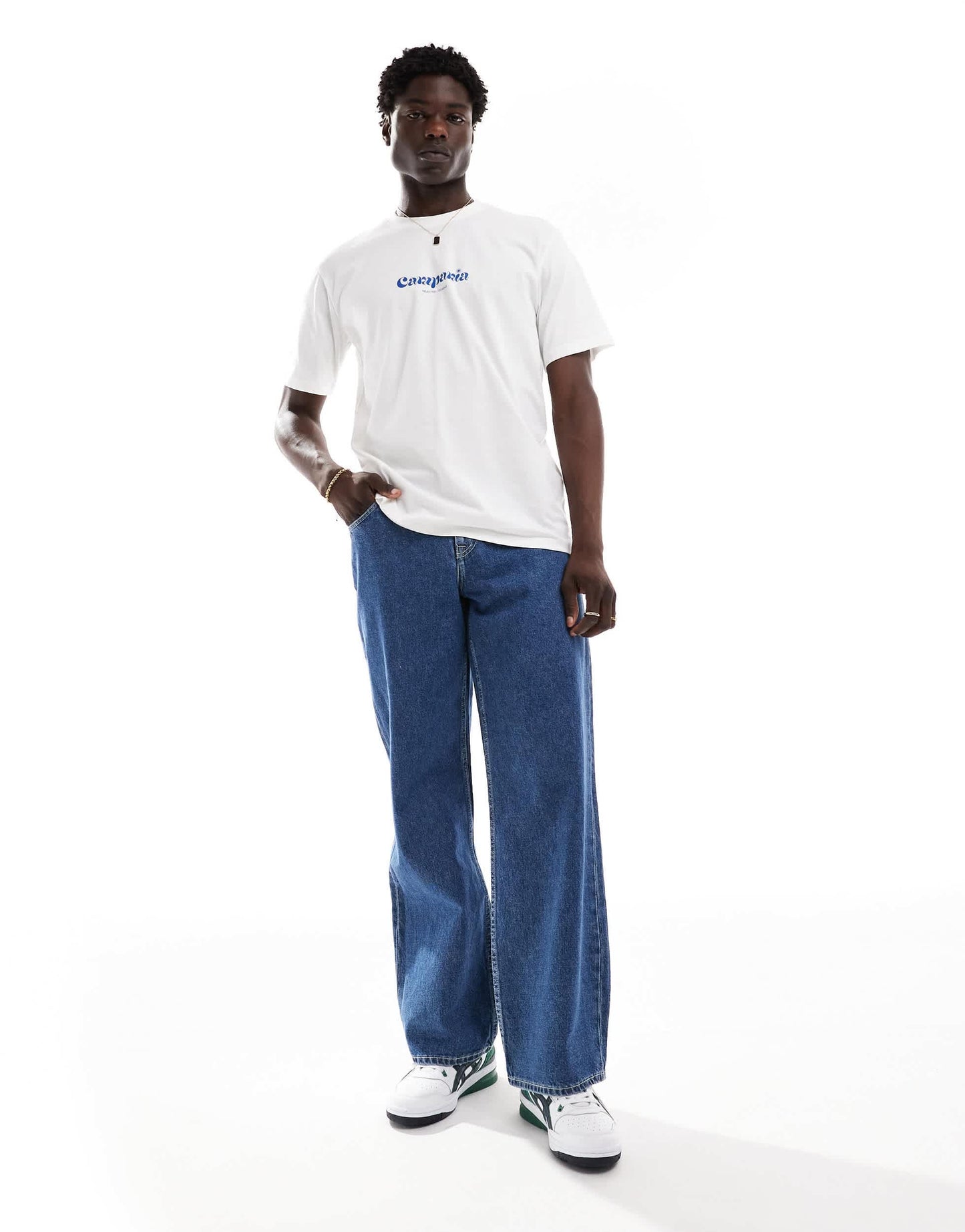 Selected Homme oversized t-shirt with front chest print in white