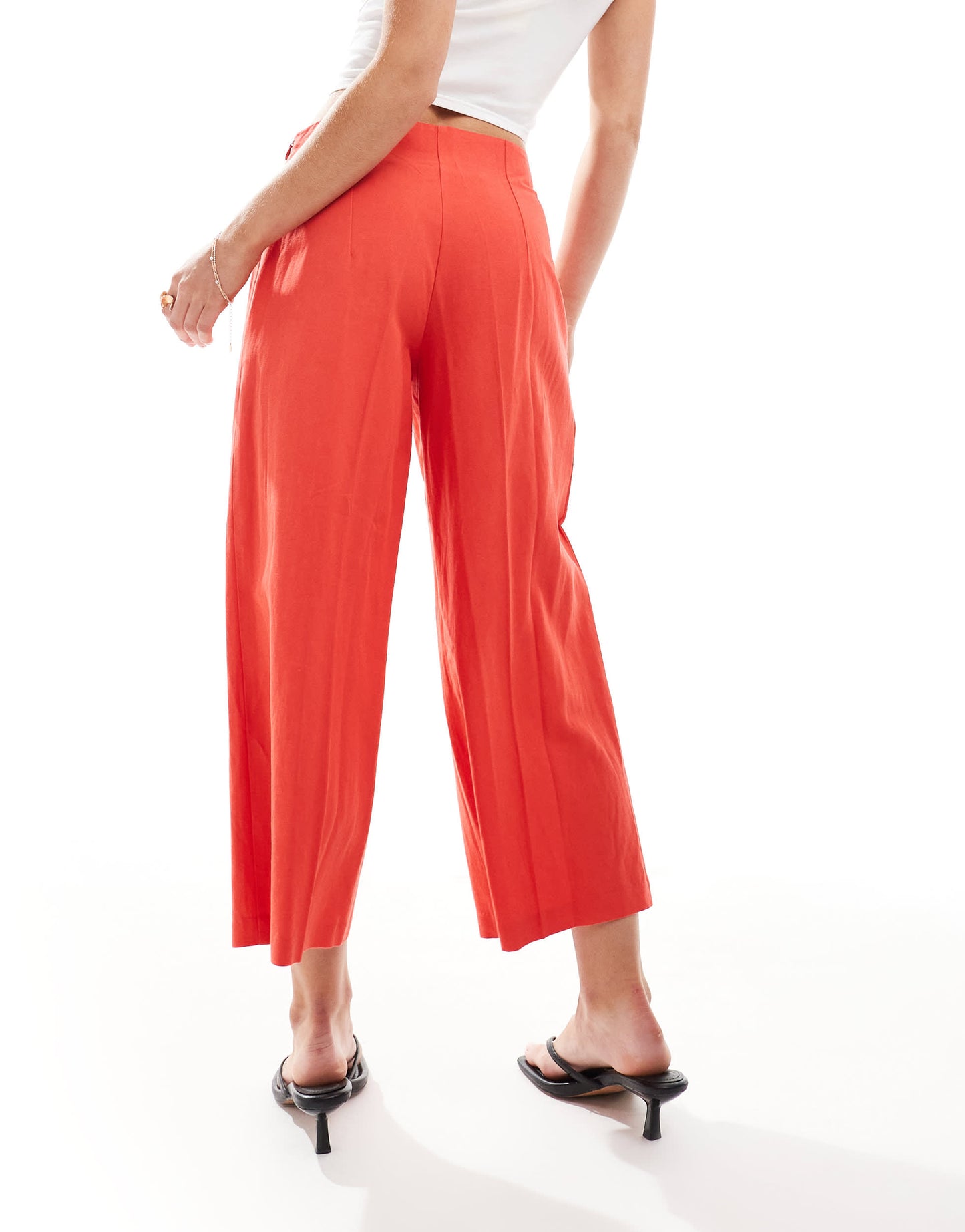 ASOS DESIGN Petite tailored linen culotte trousers in red