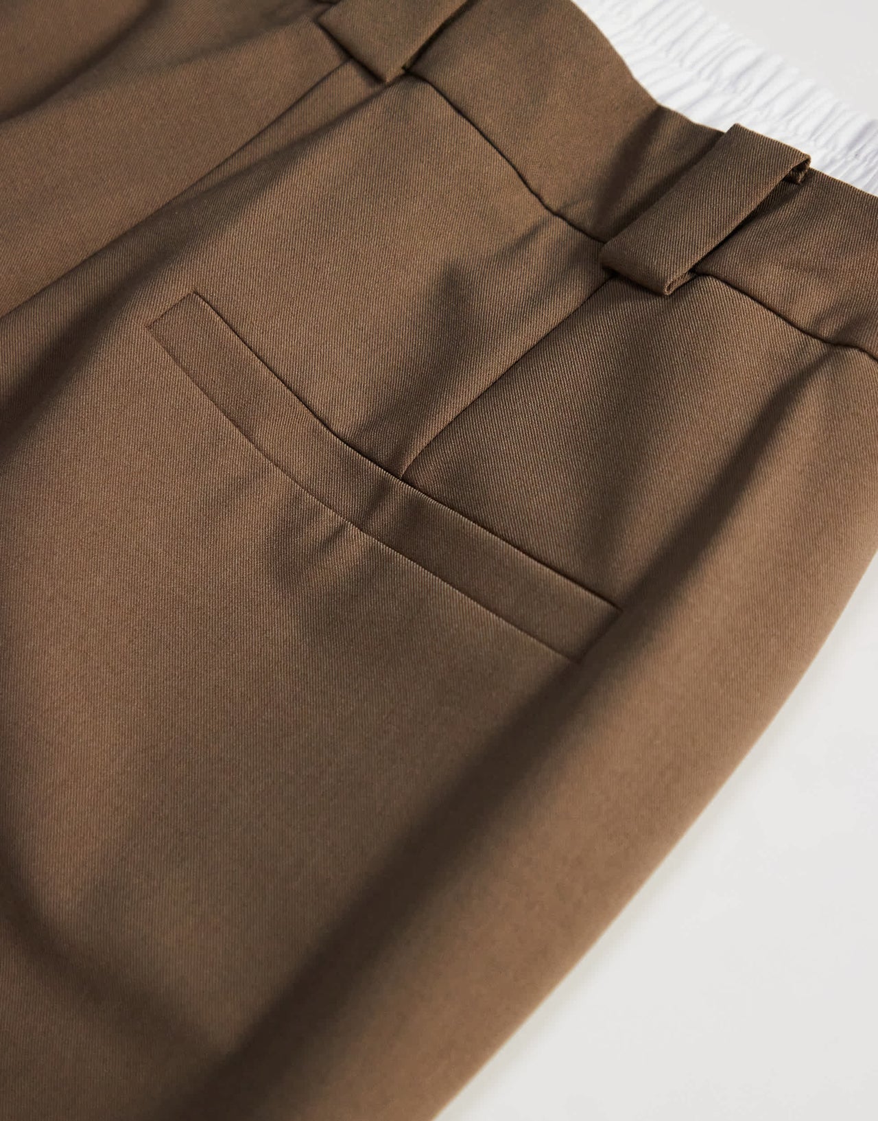 ASOS DESIGN tailored straight leg trouser with double waistband in sand