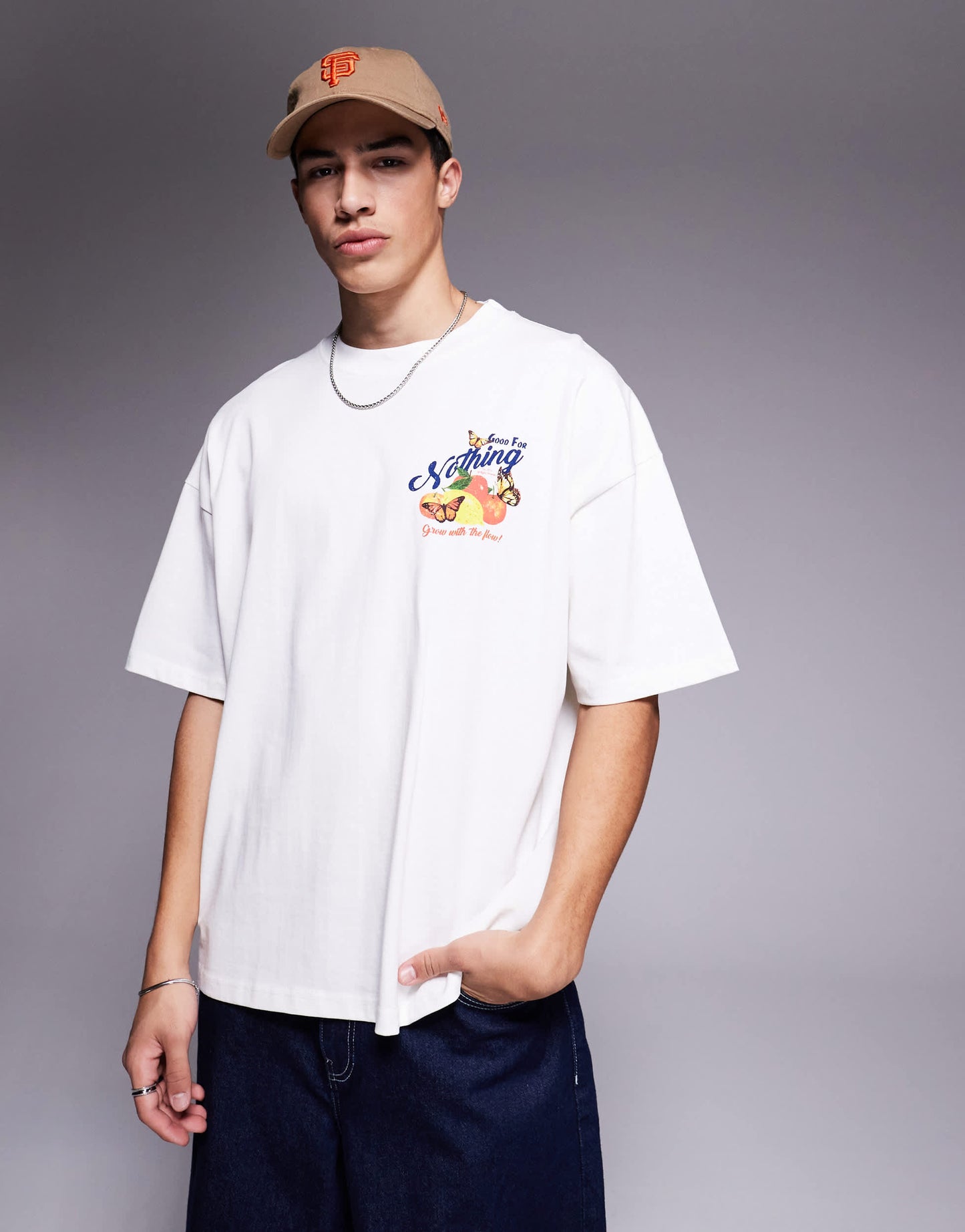 Good For Nothing graphic back t-shirt in off white